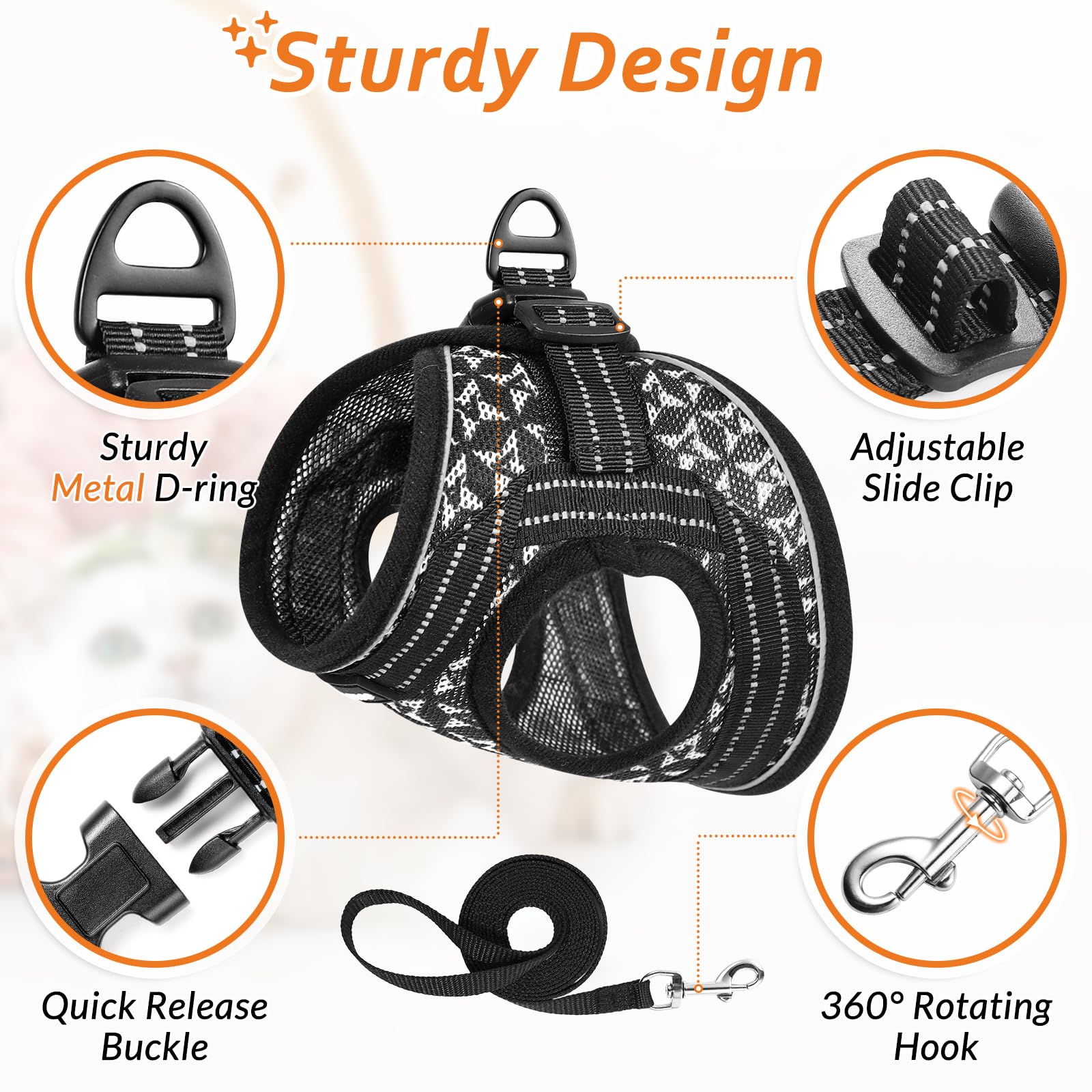 Catromance Cat Harness And Leash Set Escape Proof For Walking, Safe Adjustable Small Large Kitten Vest With Reflective Strip For