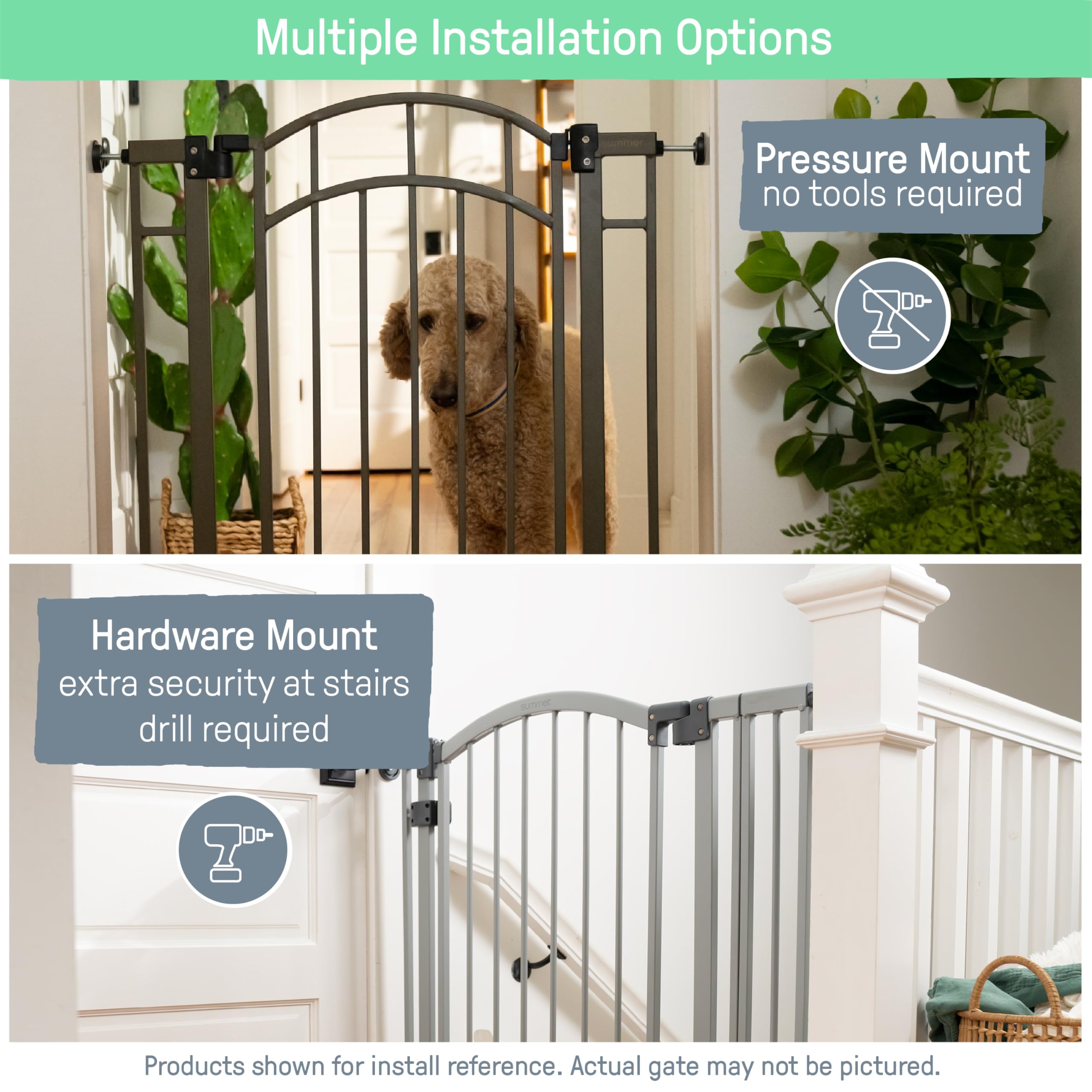 Summer Infant Extra Tall Decor Pet and Baby Gate, 28.75'' - 39.75'' Wide, 36'' Tall, Pressure or Hardware Mount, Install In-betw