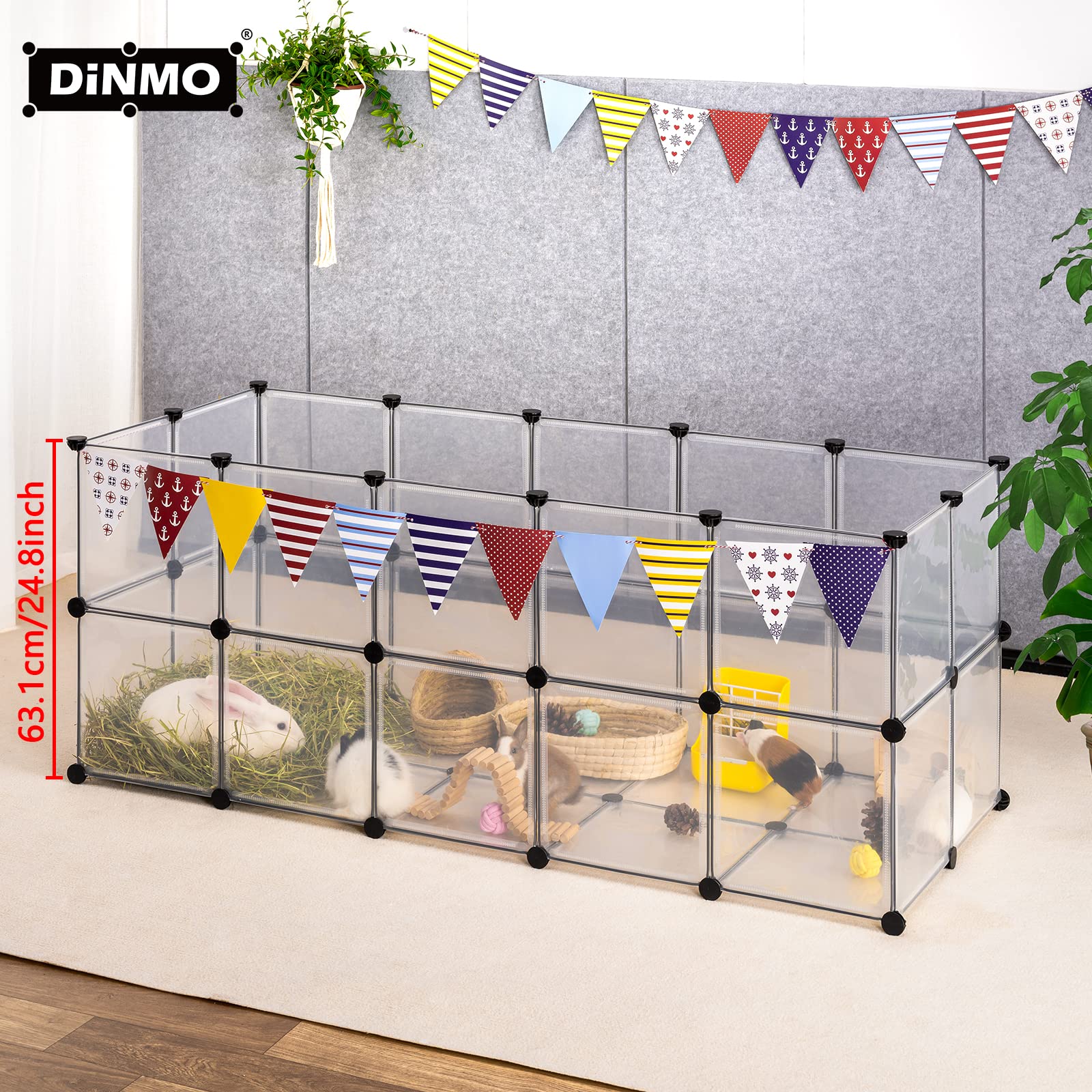 Dinmo Guinea Pig Cages With Floor, Puppy Playpen, Small Animal Playpen For Rabbit, Bunny, Ferret, Hedgehog, Diy, Expanded, Porta