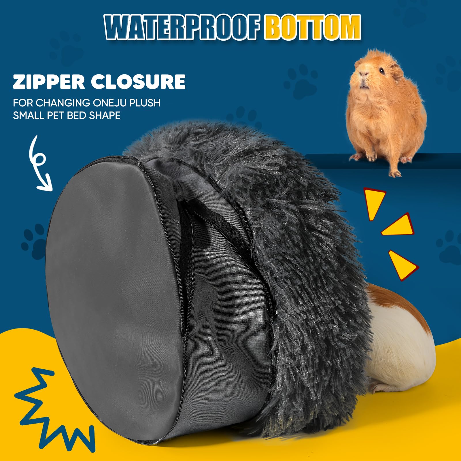 Oneju Plush Guinea Pig Bed, Small Pet Hideout, 13 X 13 X 3.54 Inches, Dark Grey