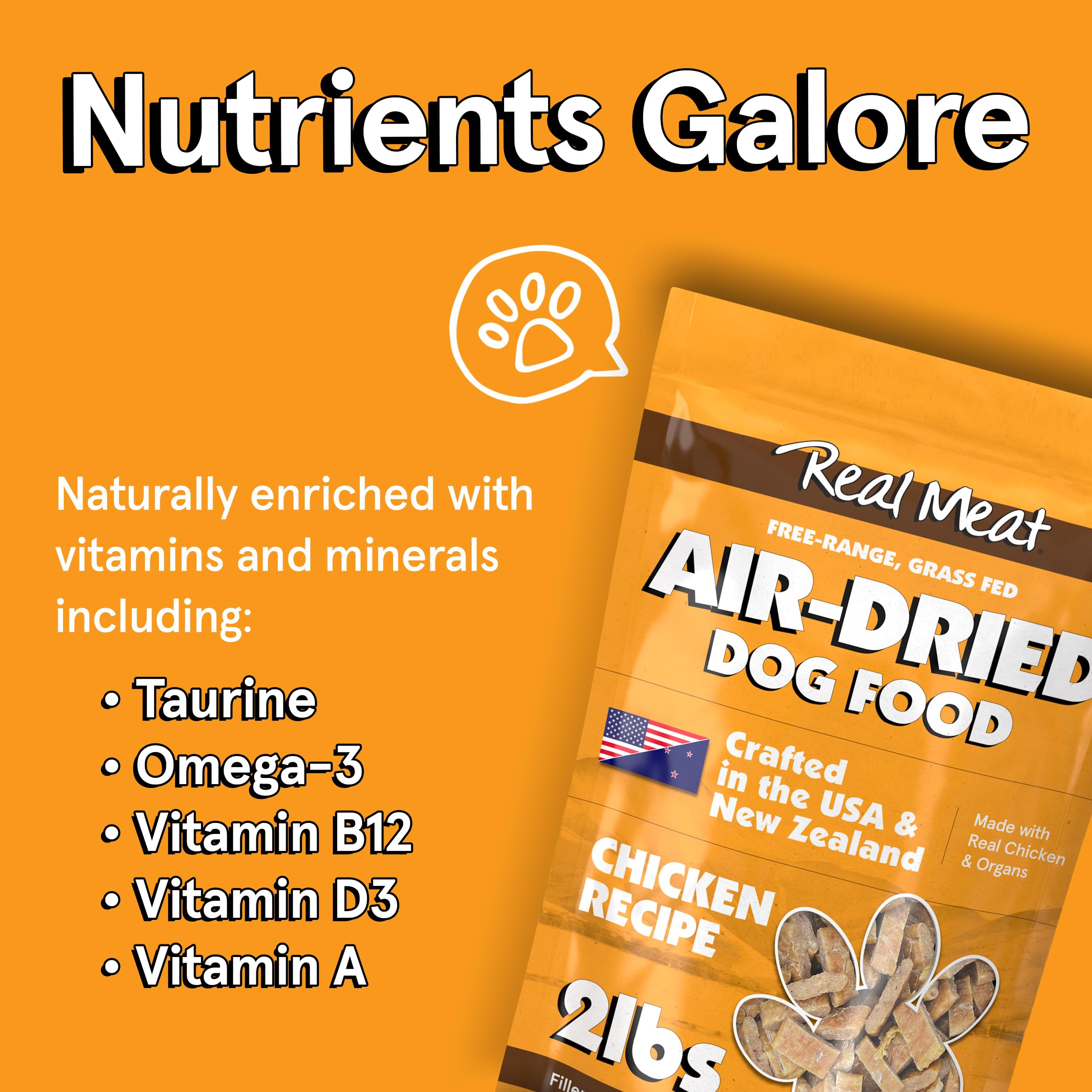 TRMC Real Meat Air Dried Dog Food - Grain-Free Chicken - 2lb Bag - High Protein, All Natural