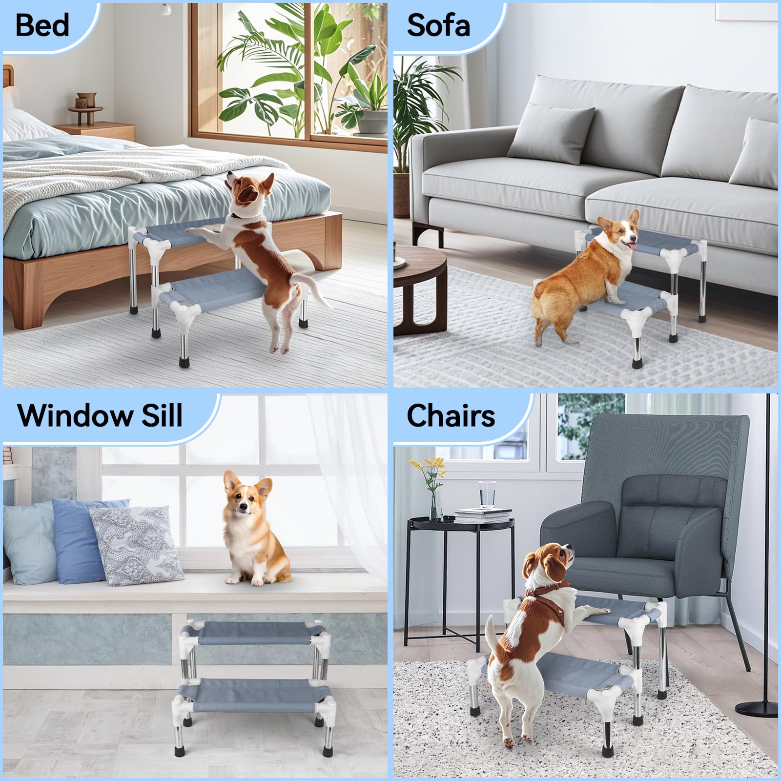 Makerfire Dog Stairs For Small Dogs (2-Step), Dog Steps For Bed/Couch, Pet Stairs For Dogs To Get On Bed