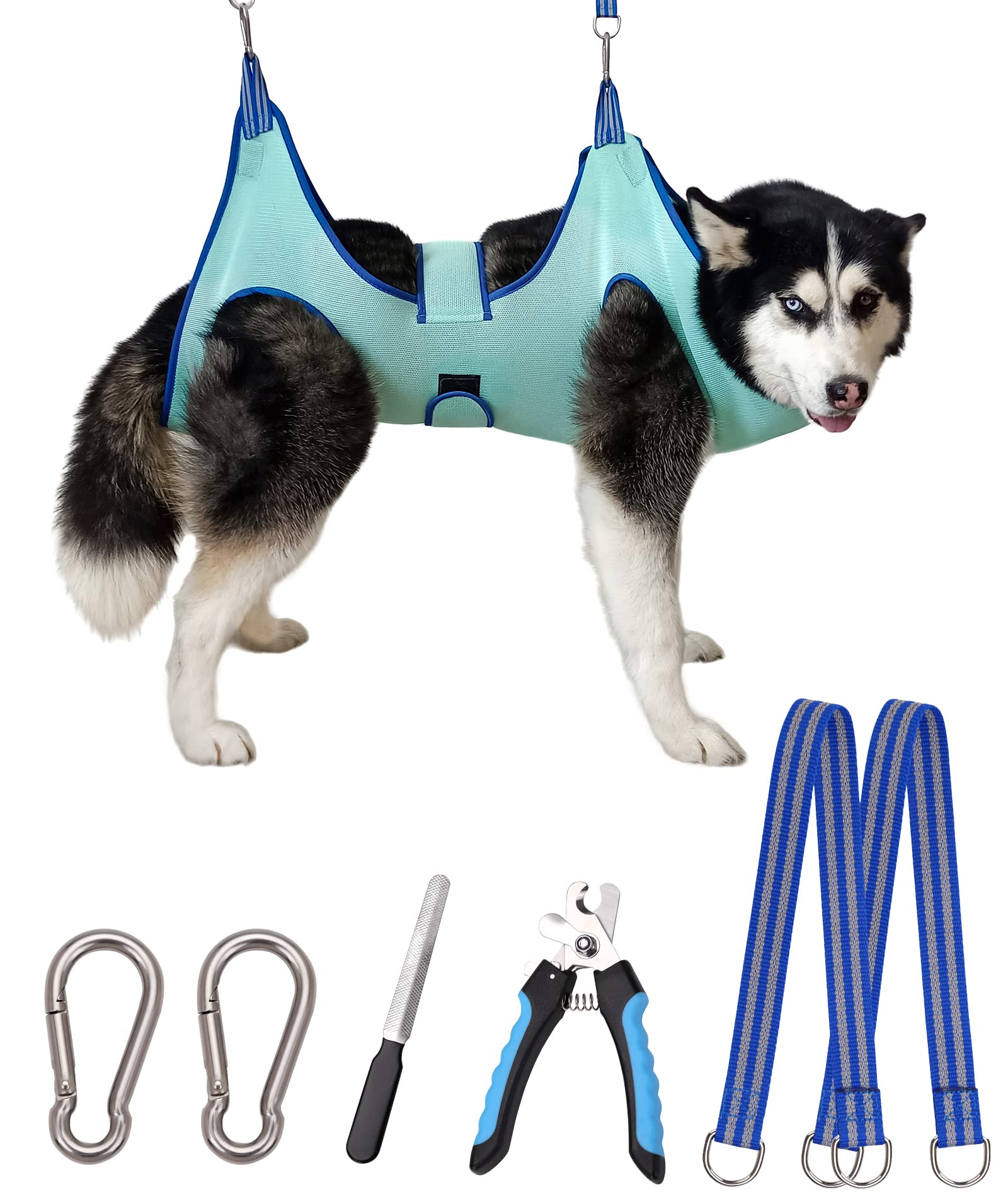 Kkiimatt Dog Grooming Hammock 2023 New Edition, Dog Hanging Harness Holder For Nail Clipping, Dog Nail Trimming Hammock With Wid