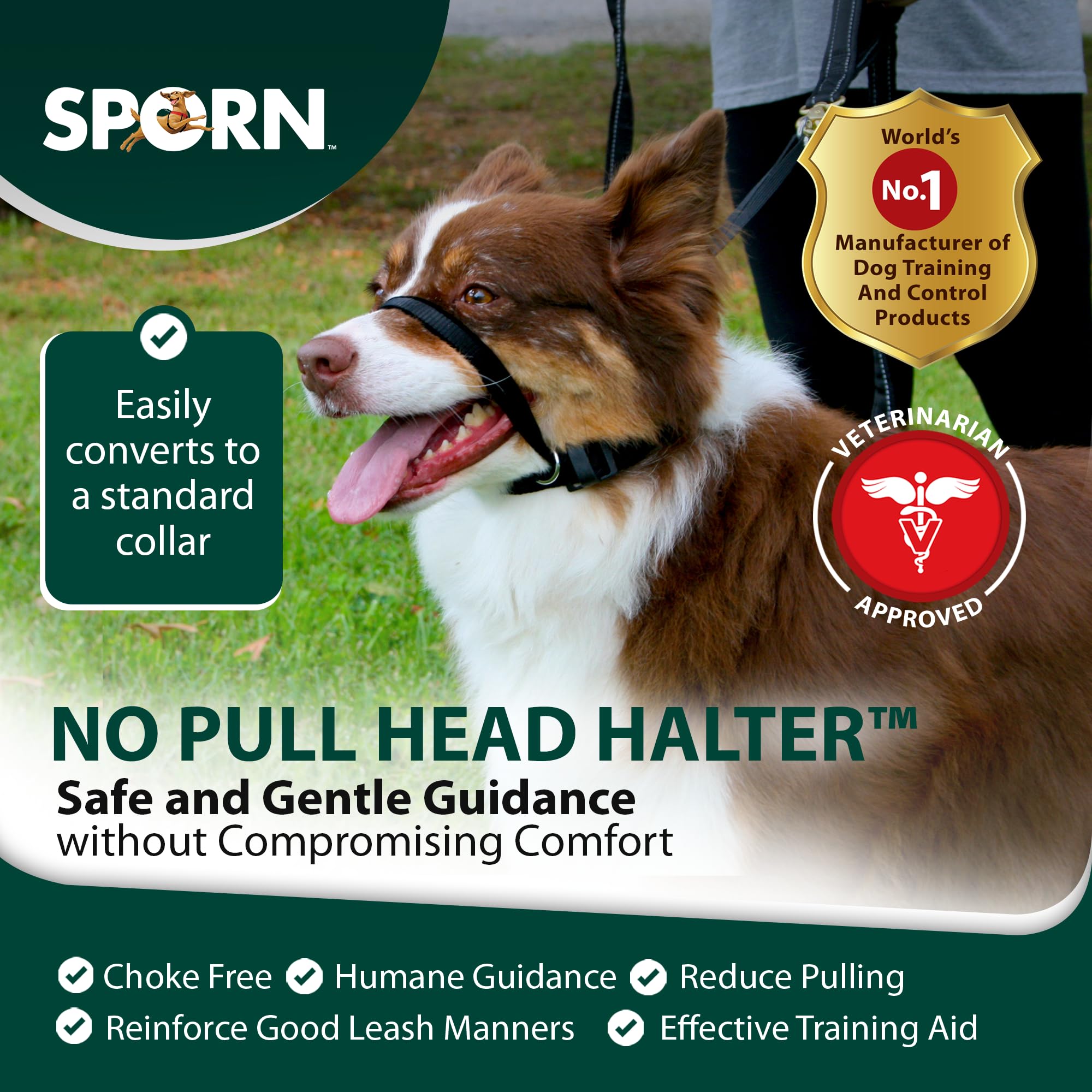Sporn Head Halter For Large Dogs, Black Dog Head Collar For Dogs With Thick Dog Muzzle Harness No Pull Head Collar For Dogs, Ant