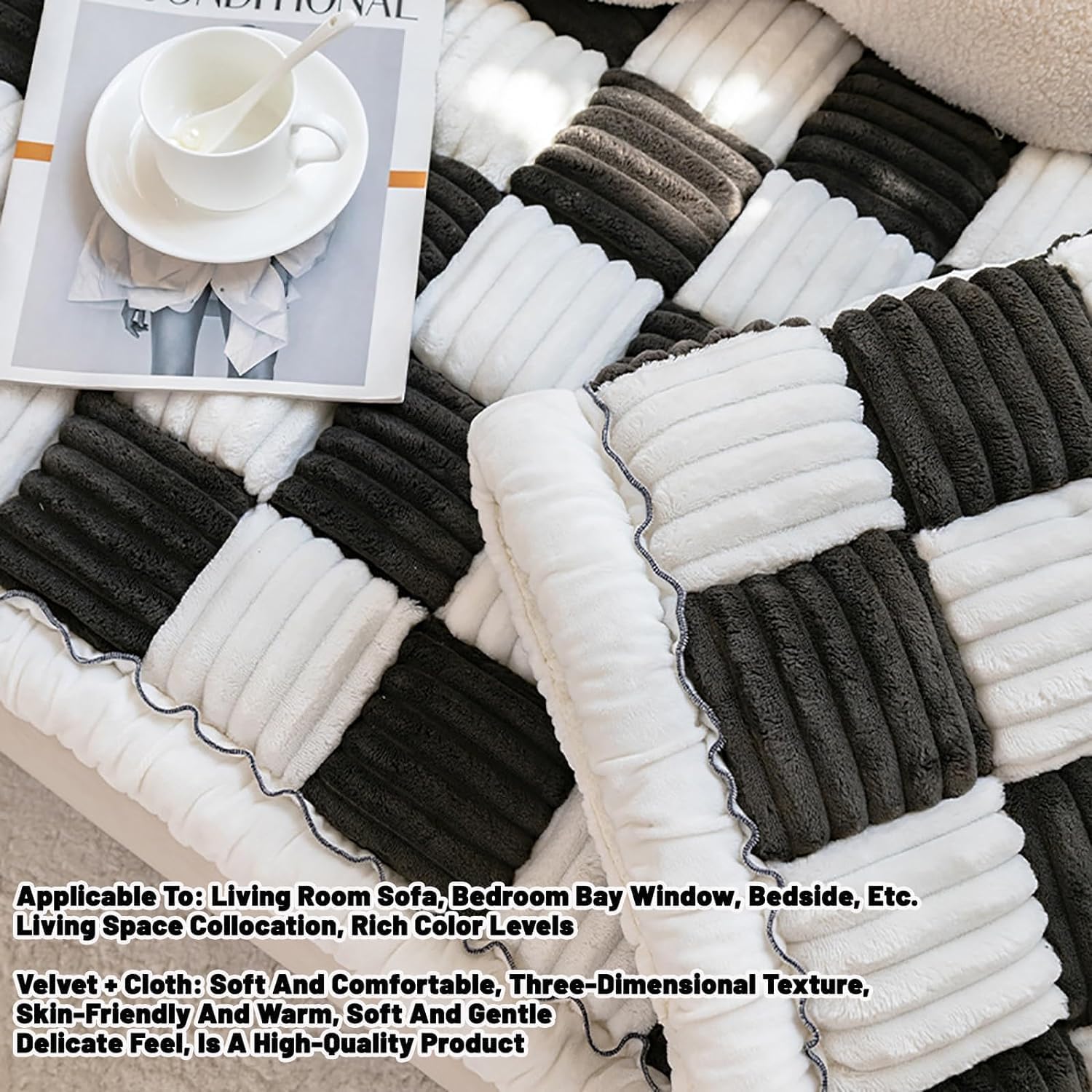 Lzhyhh Dog Couch Protector, Pet Bed Couch Cover For Large Dogs, Anti-Slip Silicone Particle Design (27.6X82.7In,Black)