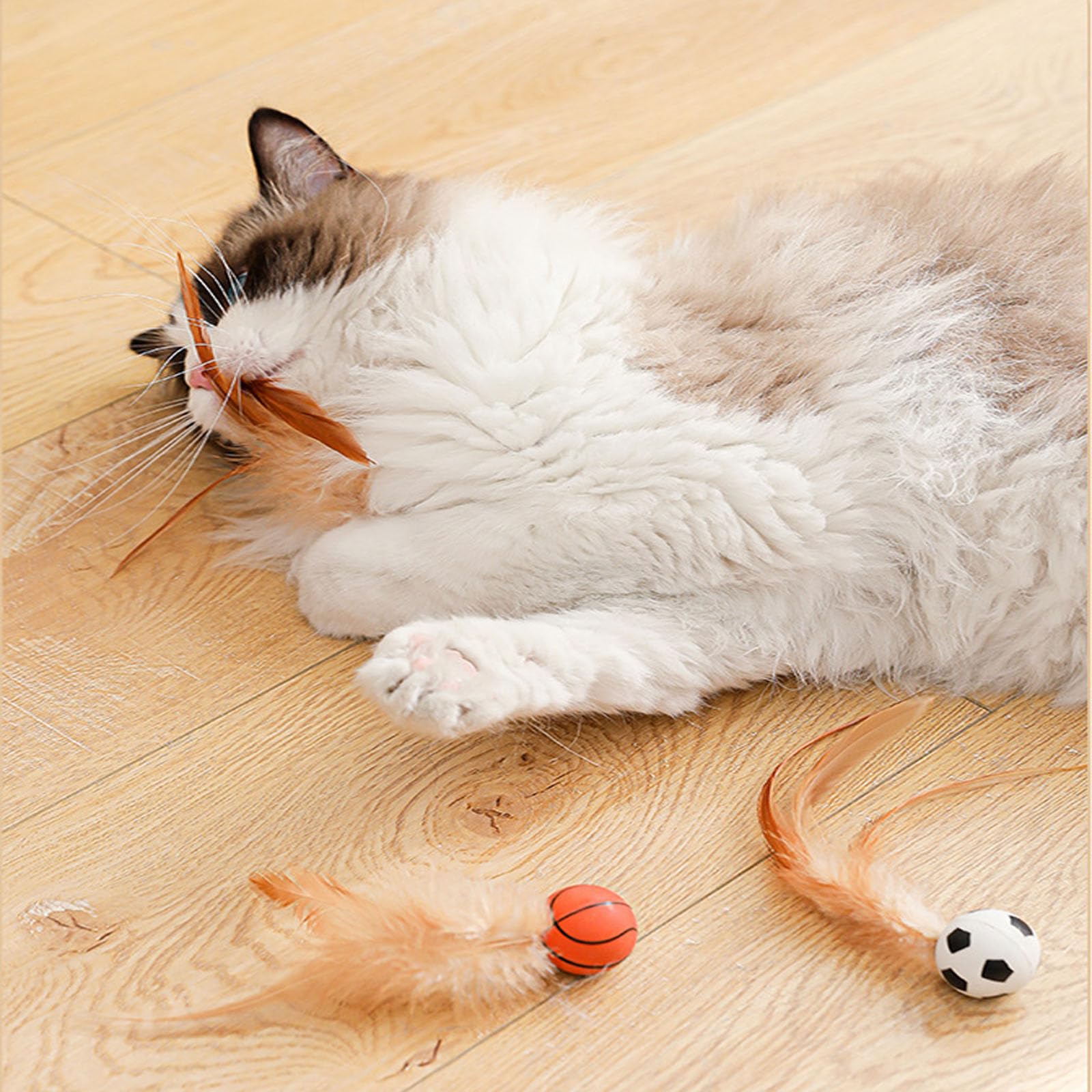 (3Pcs) Interactive Feather Ball Toy Set For Cats, 2025 New Cat Ball With Feather For Indoor, Elastic Interactive Toys For Indoor
