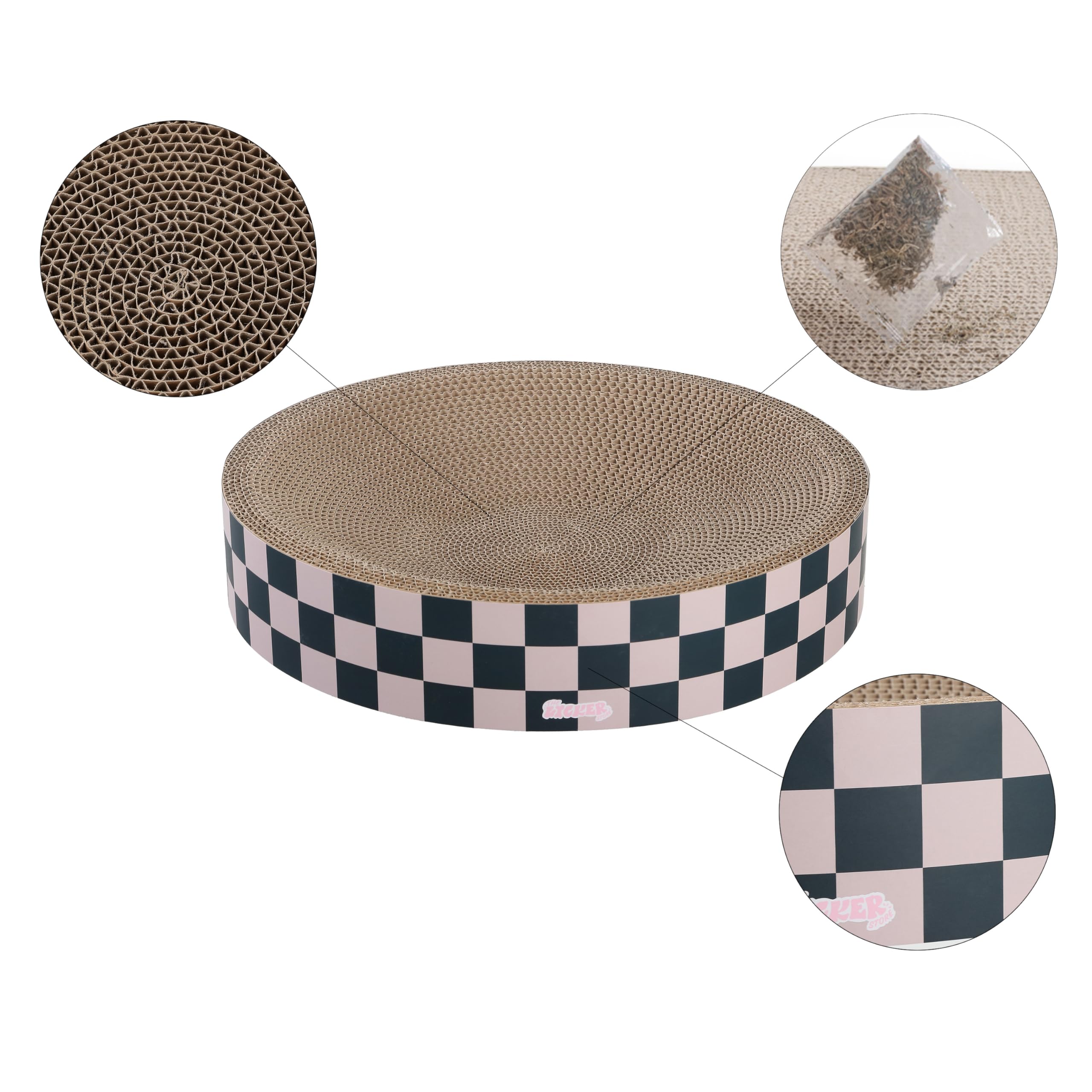 The Licker Store Csr1010C Nelson 20.13'' Modern Cardboard Round Bowl Cat Scratcher With Catnip, Peony