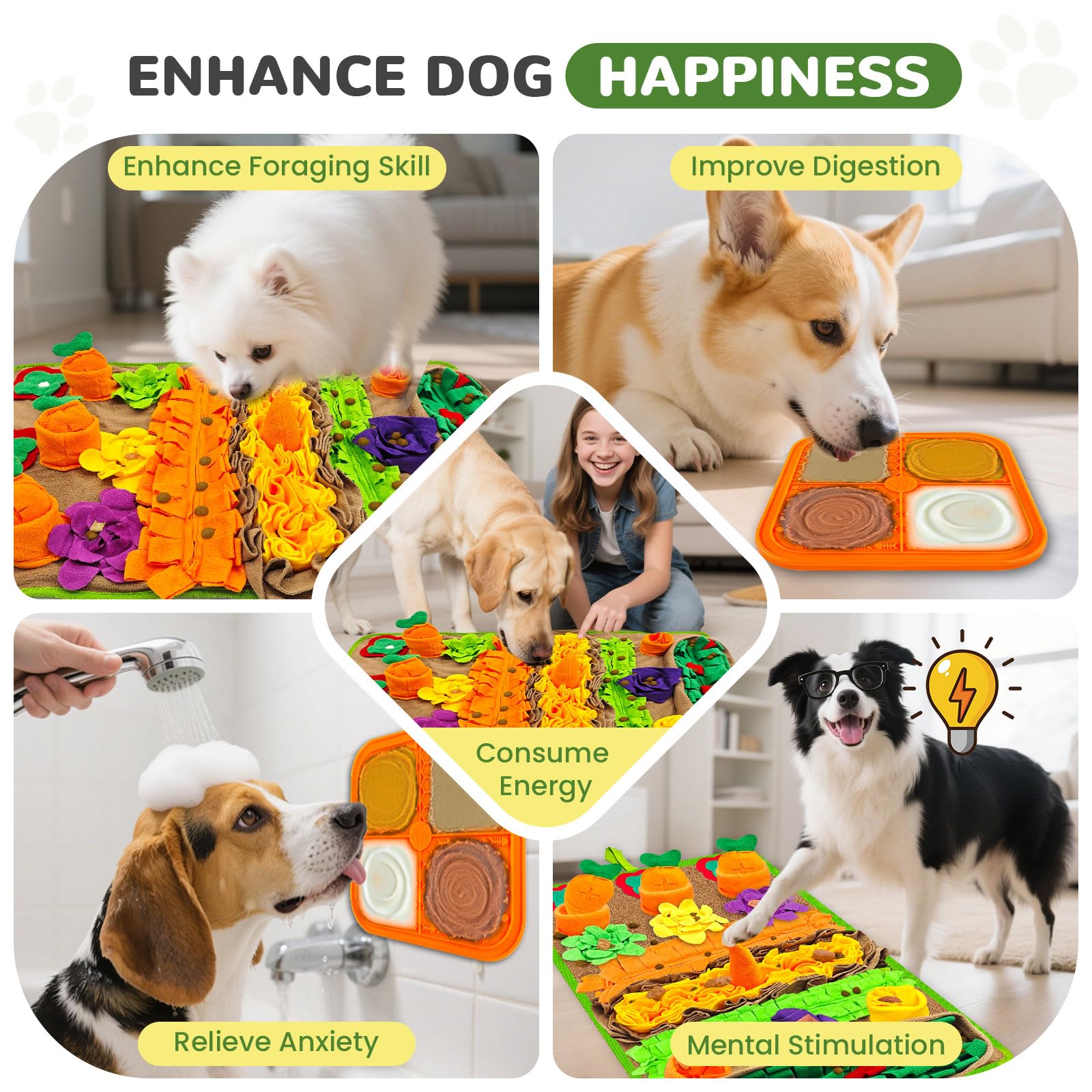 UETZLTB Snuffle Mat for Dogs Large Breed and Lick Mat Set, Interactive Dog Enrichment Puzzle Toys for Puppy Small Medium Large D