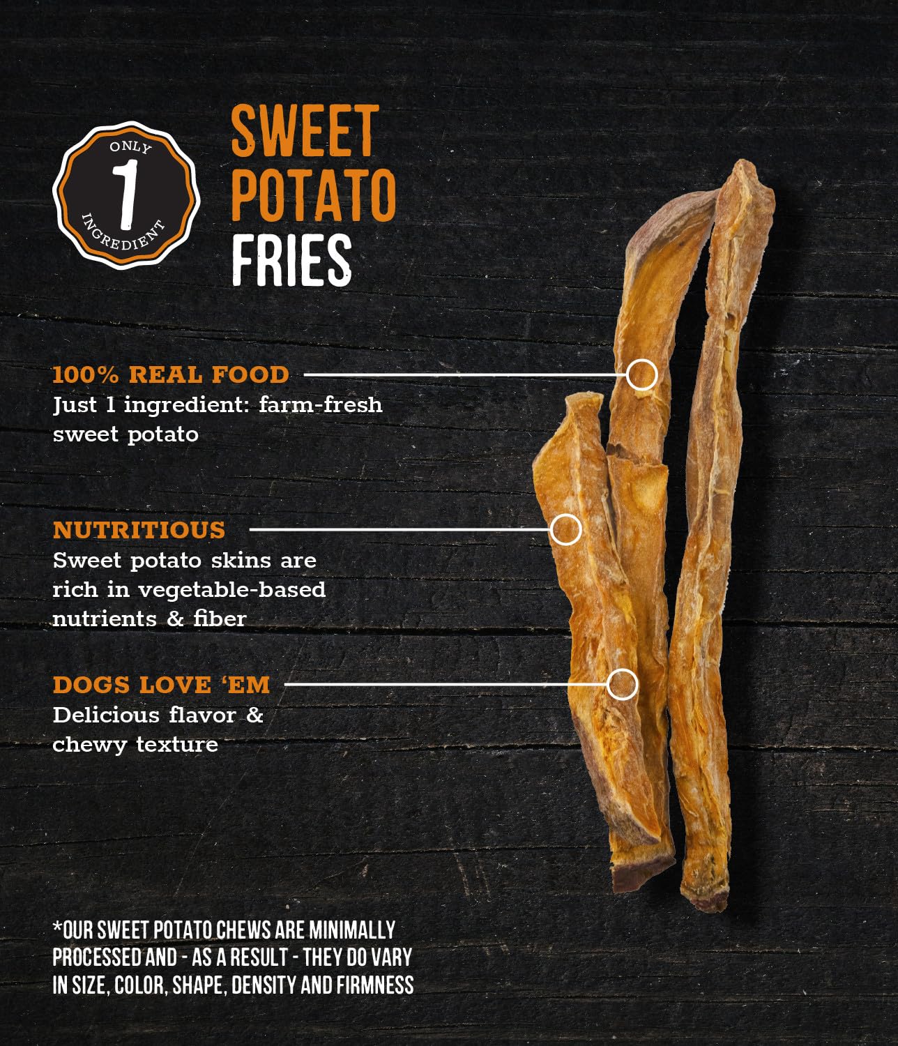 Wholesome Pride Sweet Potato Fries 100% All-Natural Single Ingredient Dog Treats, 8 oz