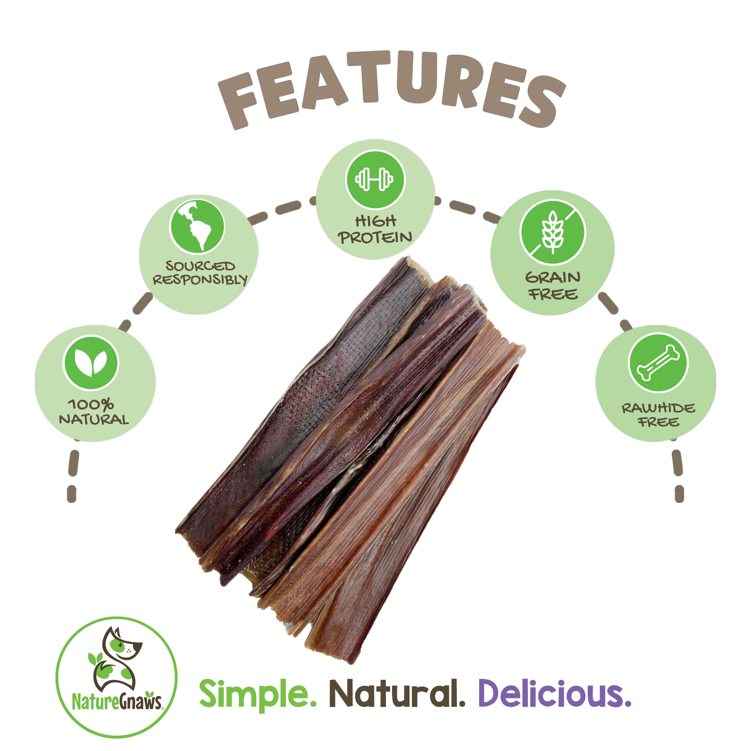 Nature Gnaws Beef Gullet Chews for Large Dogs, 20 Count Natural Jerky Sticks, Rawhide Free, 9-10" - Model B01LOXXUNU
