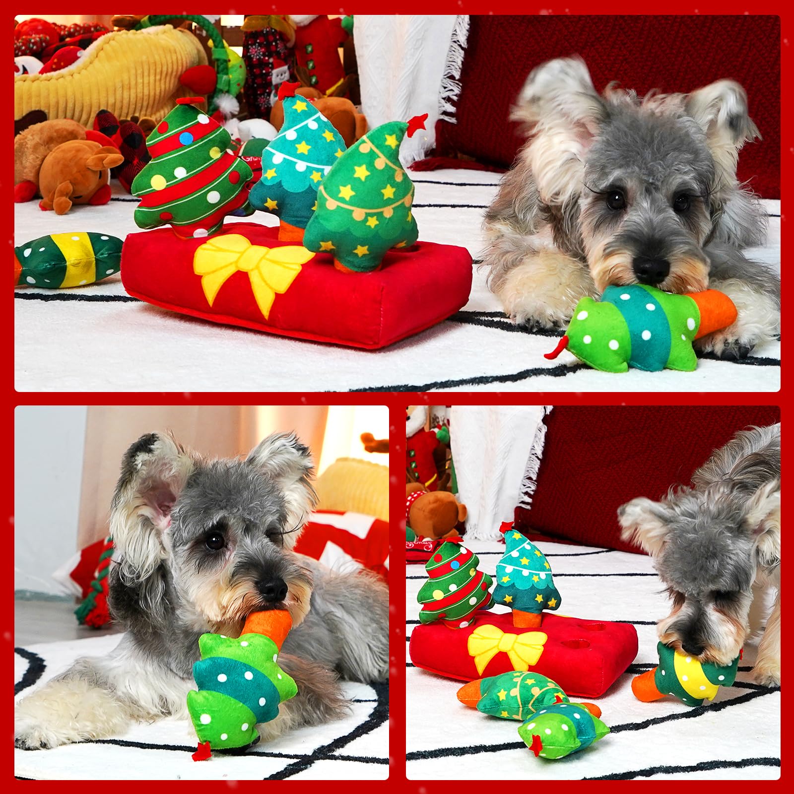 Lepawit Christmas Hide and Seek Dog Toys, Squeaky Interactive Puzzle Dog Toys for Boredom and Stimulation, Dog Enrichment Toys f