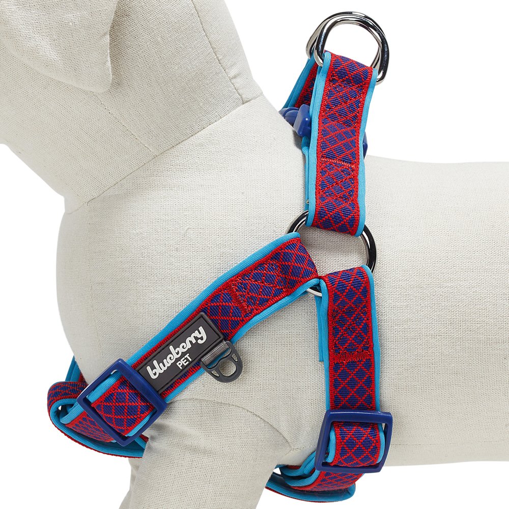 Blueberry Pet 2 Colors Soft & Comfy Step-In Urban Chic Diamond Pattern Padded Dog Harness, Chest Girth 19.5' - 25.5', Bold Red, Medium, Adjustable Harnesses For Dogs