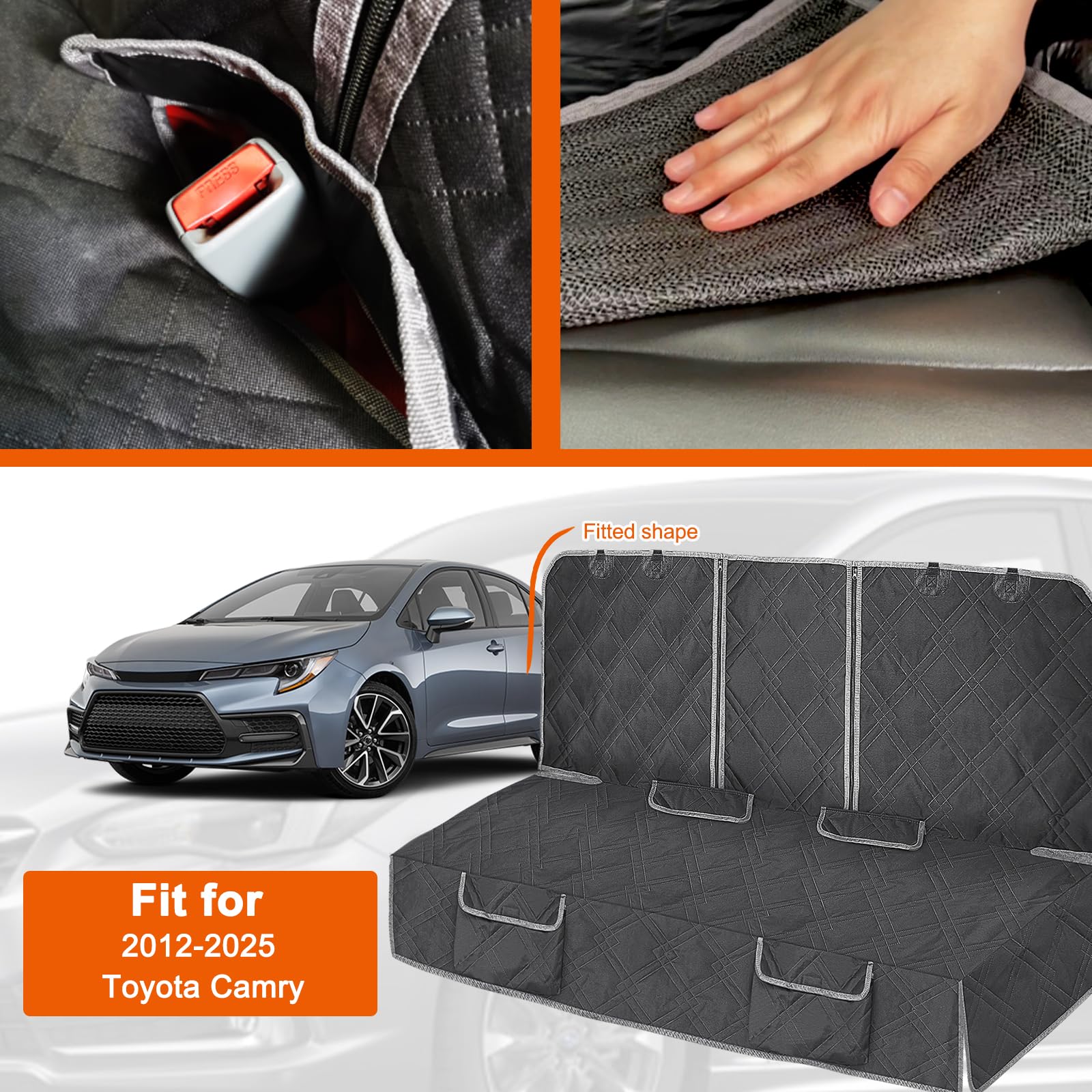 Kistrba Dog Car Seat Cover Compatible With Toyota Camry 2012-2025, Waterproof Pet Bench Seat Cover For Back Seat, 600D Heavy Dut