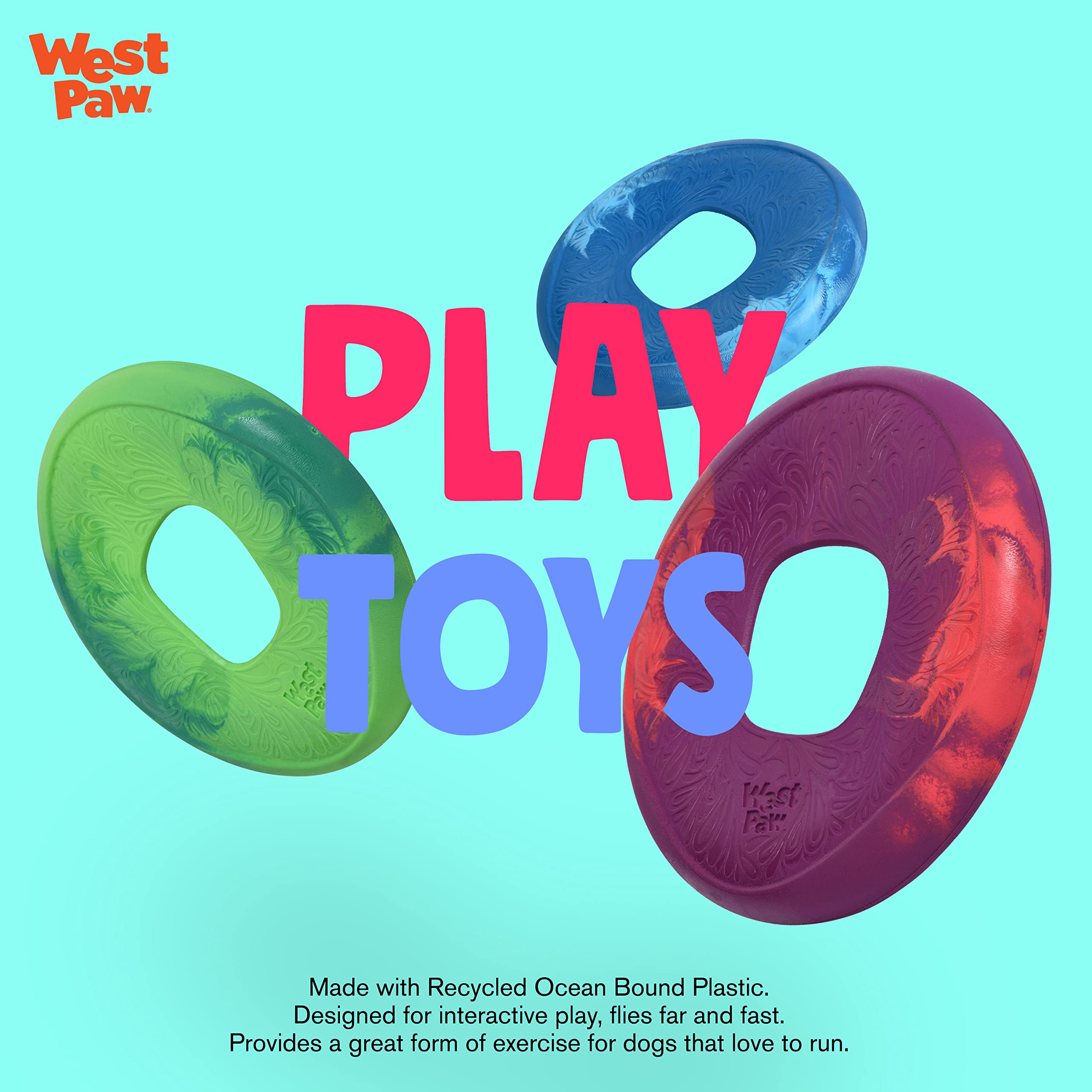 West Paw Seaflex Sailz Dog Toy Flying Disc - Machine Washable Dog Toys For Moderate Chewers - Eco-Friendly Zogoflex Toys For Dog