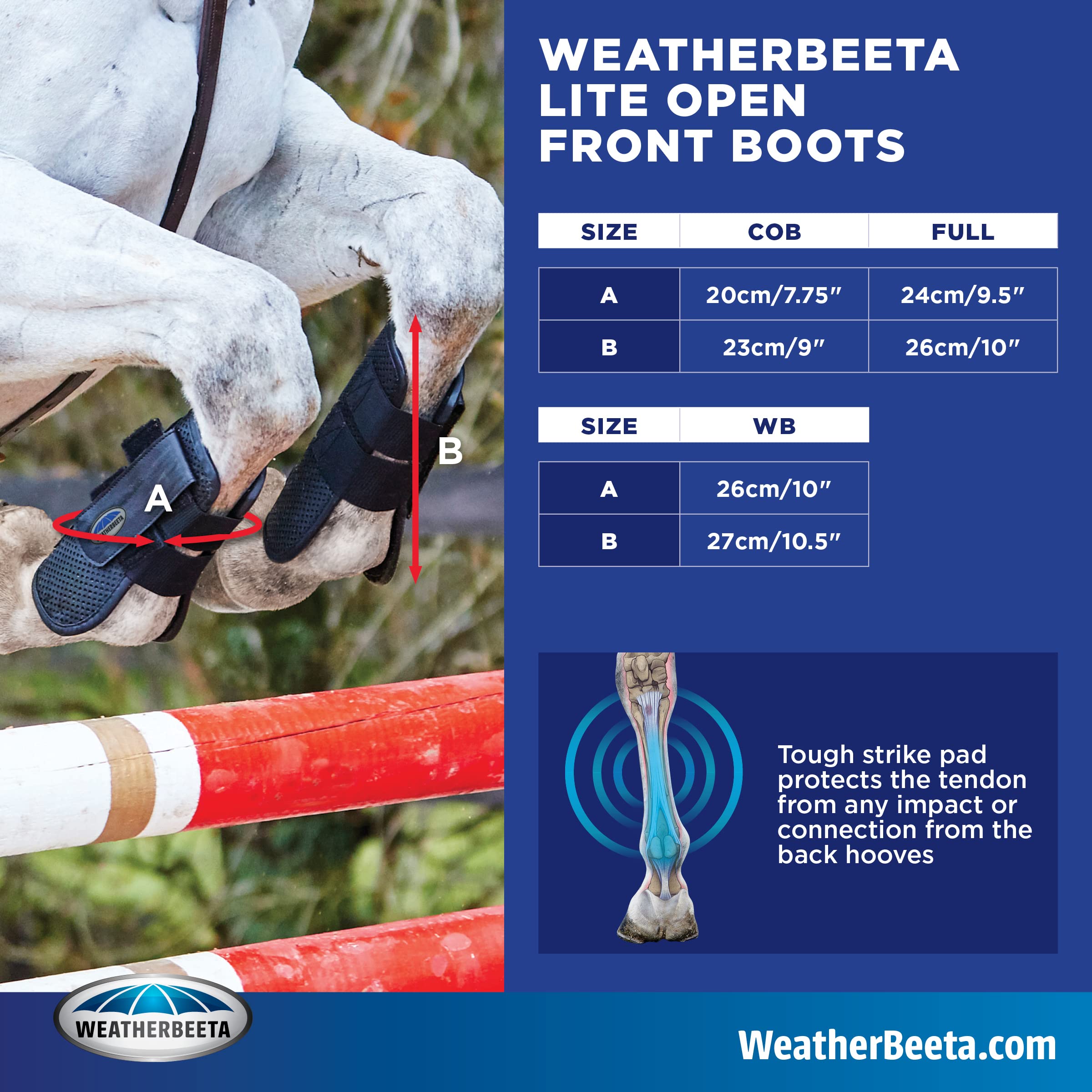 Weatherbeeta Lite Open Front Boots, White, Cob