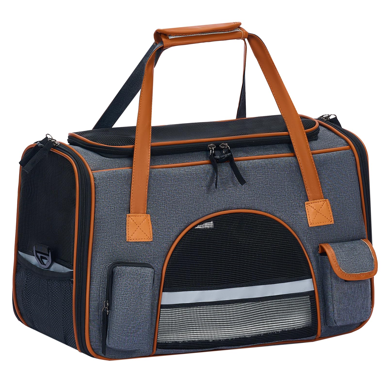 Pesen Cat, Dog Carrier - Fits Pets Up To 18 Lbs, Anti-Collapse Design, Multiple Storage Pockets, Escape-Proof Zippers, Cozy Pad,
