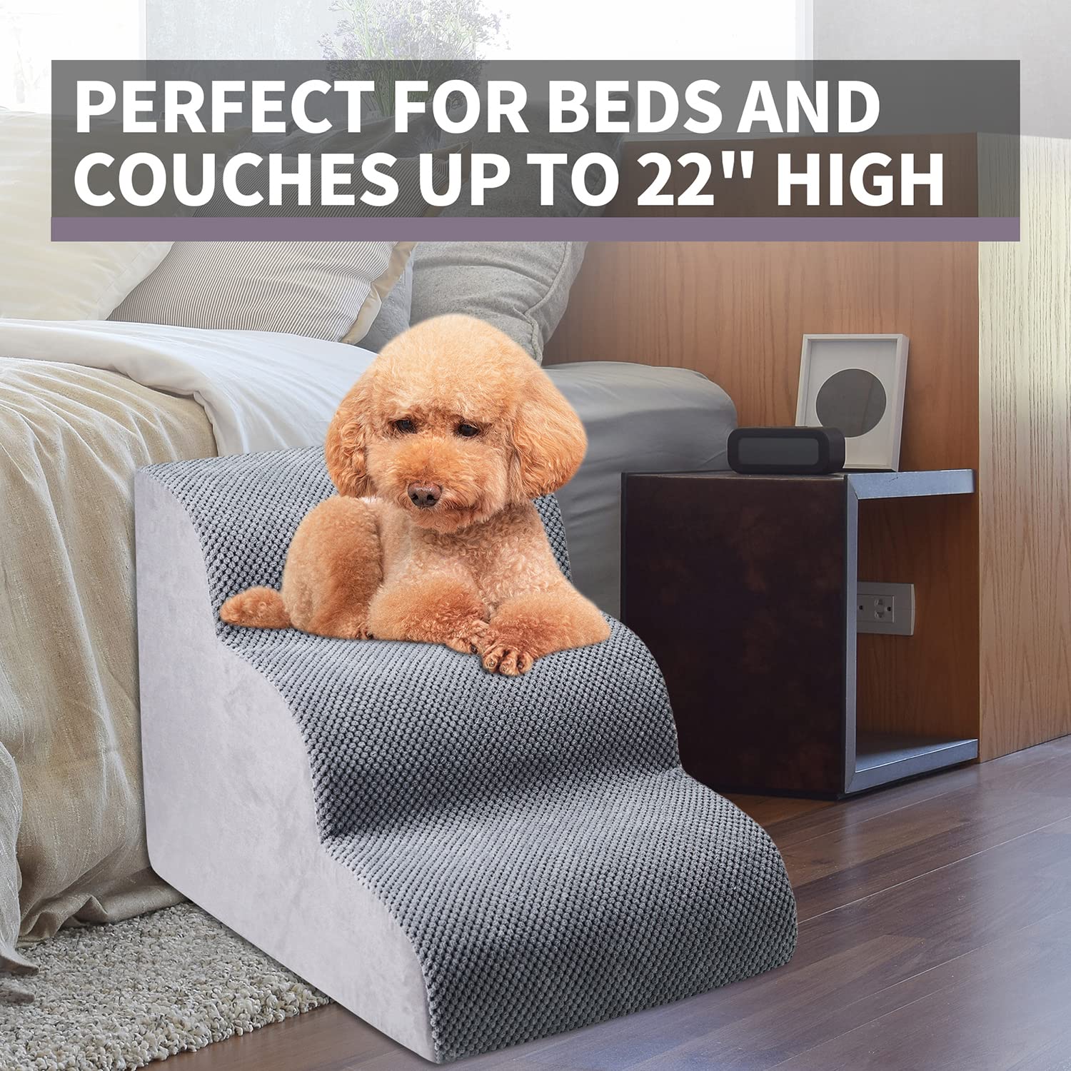 Chic Threads Dog Stairs For Small Dogs, 3-Step Dog Stairs For High Beds And Couch, Pet Steps For Small Dogs And Cats,Non-Slip St