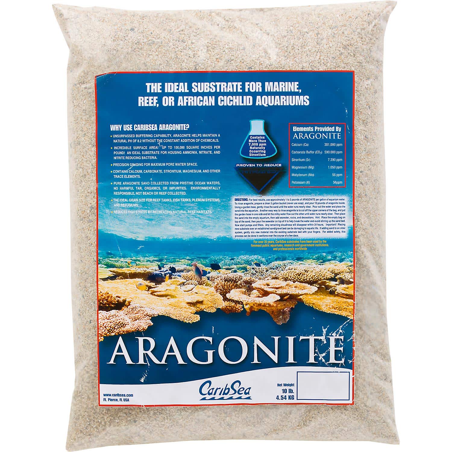 Carib Sea Aragonite Aquarium Sand, 10 lbs.