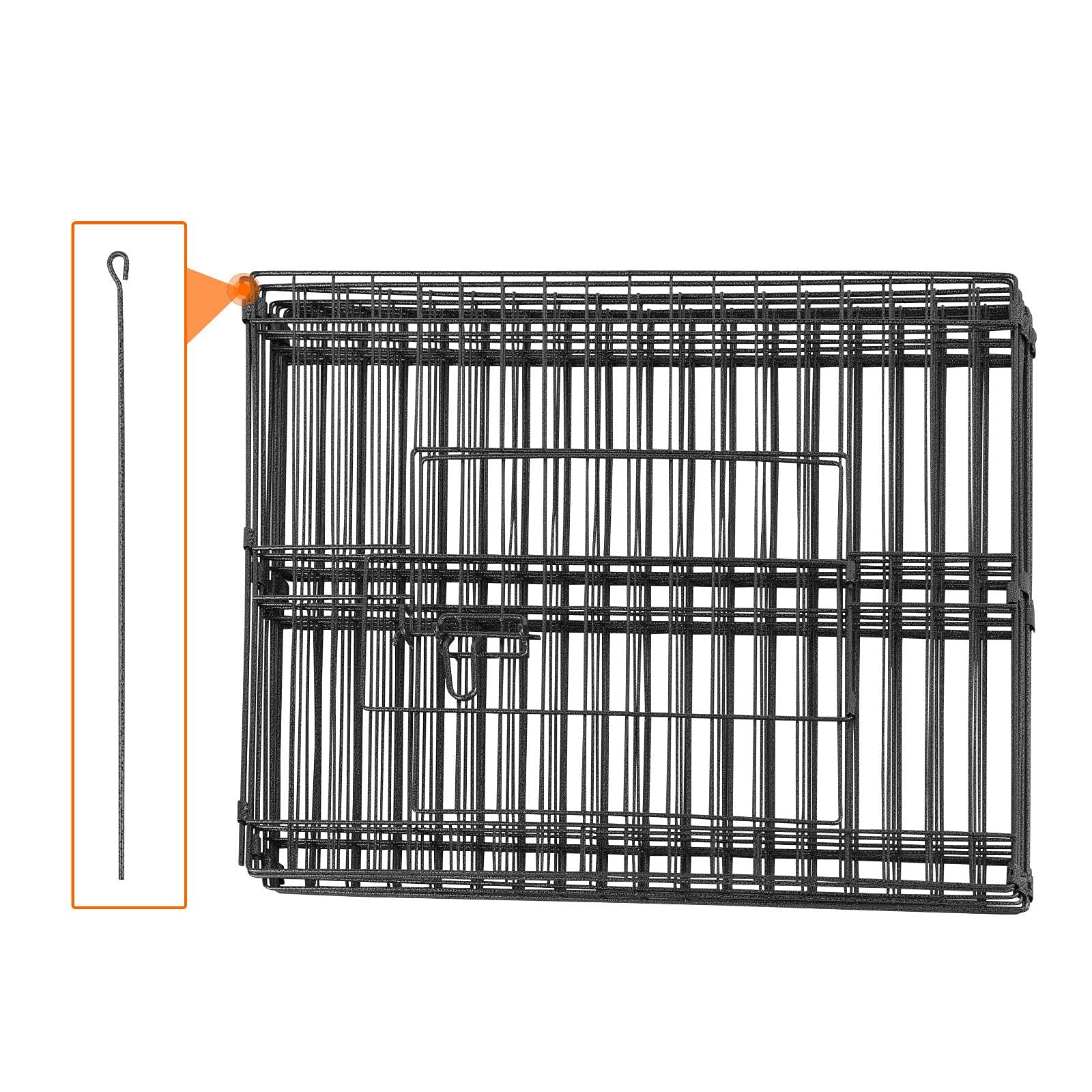Yaheetech 24 inch 24 Panel Black Heavy Duty Foldable Metal Dog Exercise Pen Portable Cat Duck Chicken Puppy Fence with Door - Ou