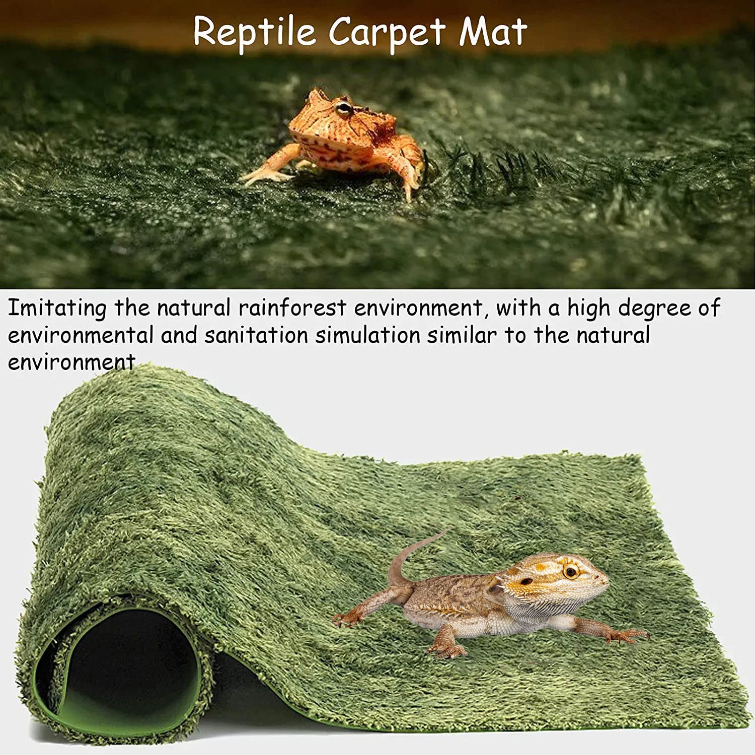 Kathson 2 Pcs Reptile Carpet Mat Terrarium Bedding Substrate Liner Mat Imitation Rainforest Crawler Mats For Snakes Bearded Drag