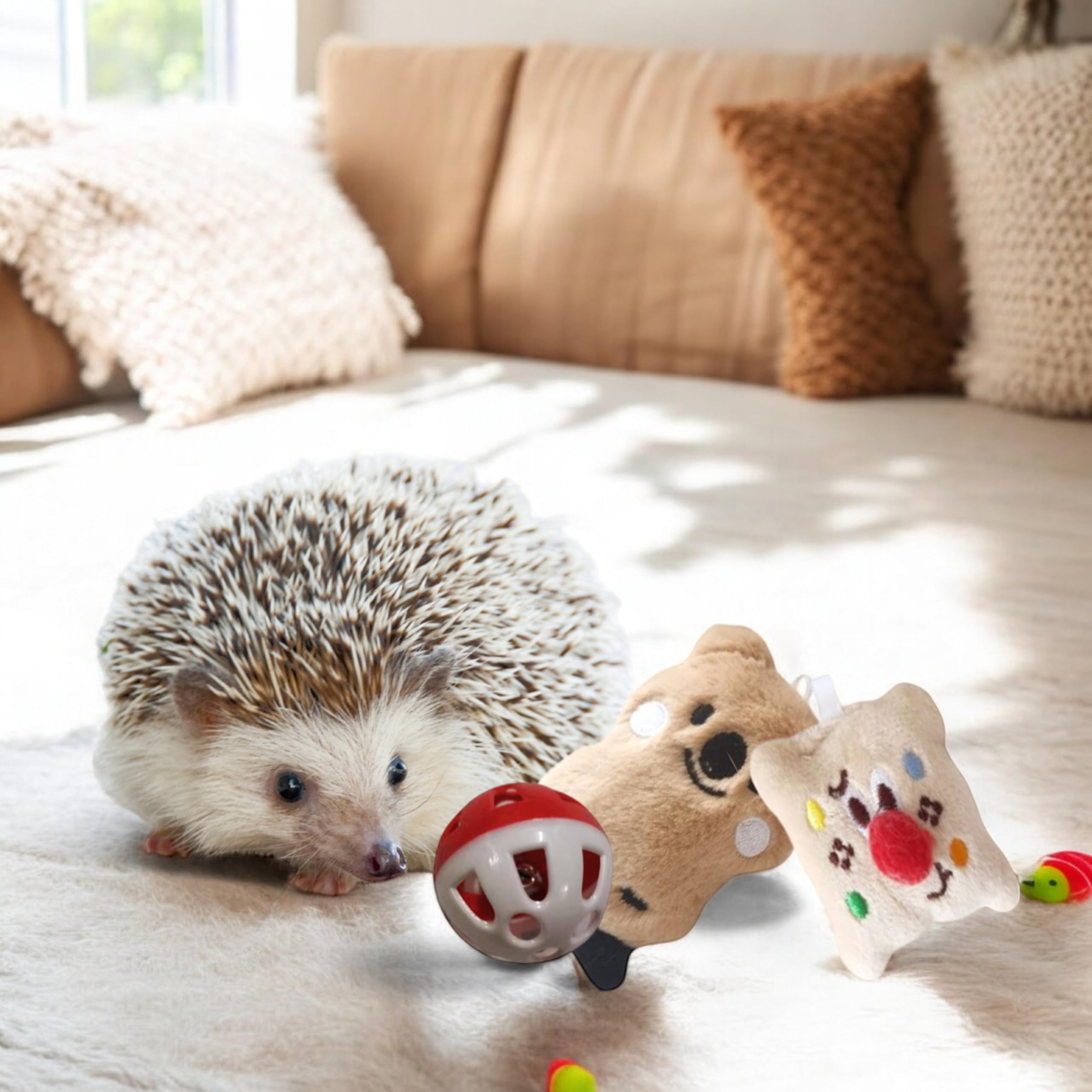 Toys For Hedgehogs Small Animal Accessories, 2 Pcs Cute Hedgehog Toys And Bell Ball For Hedgehog, Funny Stuffed Toy And Balls To