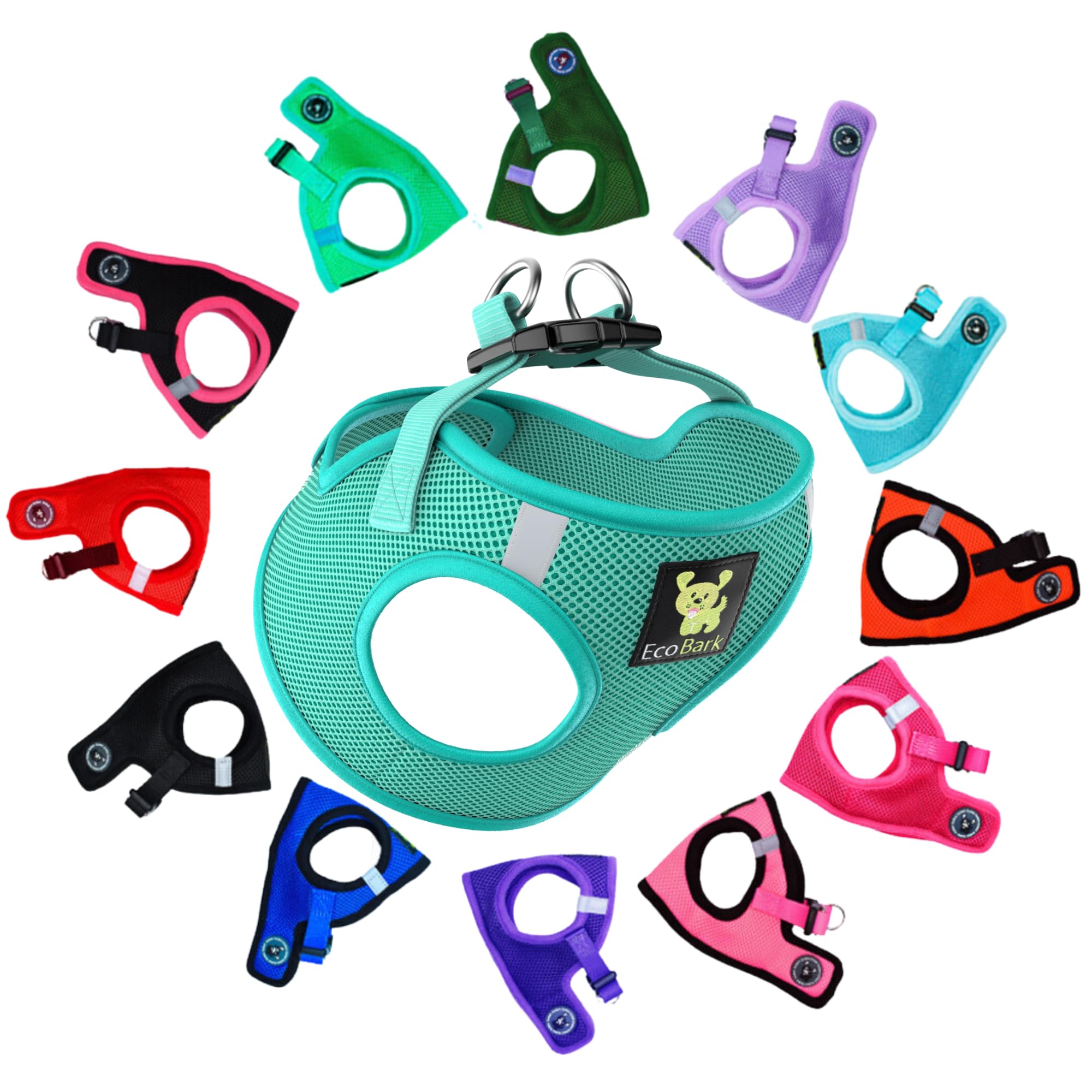 Ecobark Step In Dog Harness - Eco-Friendly Teacup Dog Harnesses For Xxs, Xs, And Small Dogs - Reflective And Adjustable Mini Body Halter Vest -Tiny Soft Mesh Toy Breed Harness Under 5 Lbs (Xxxs, Mint)