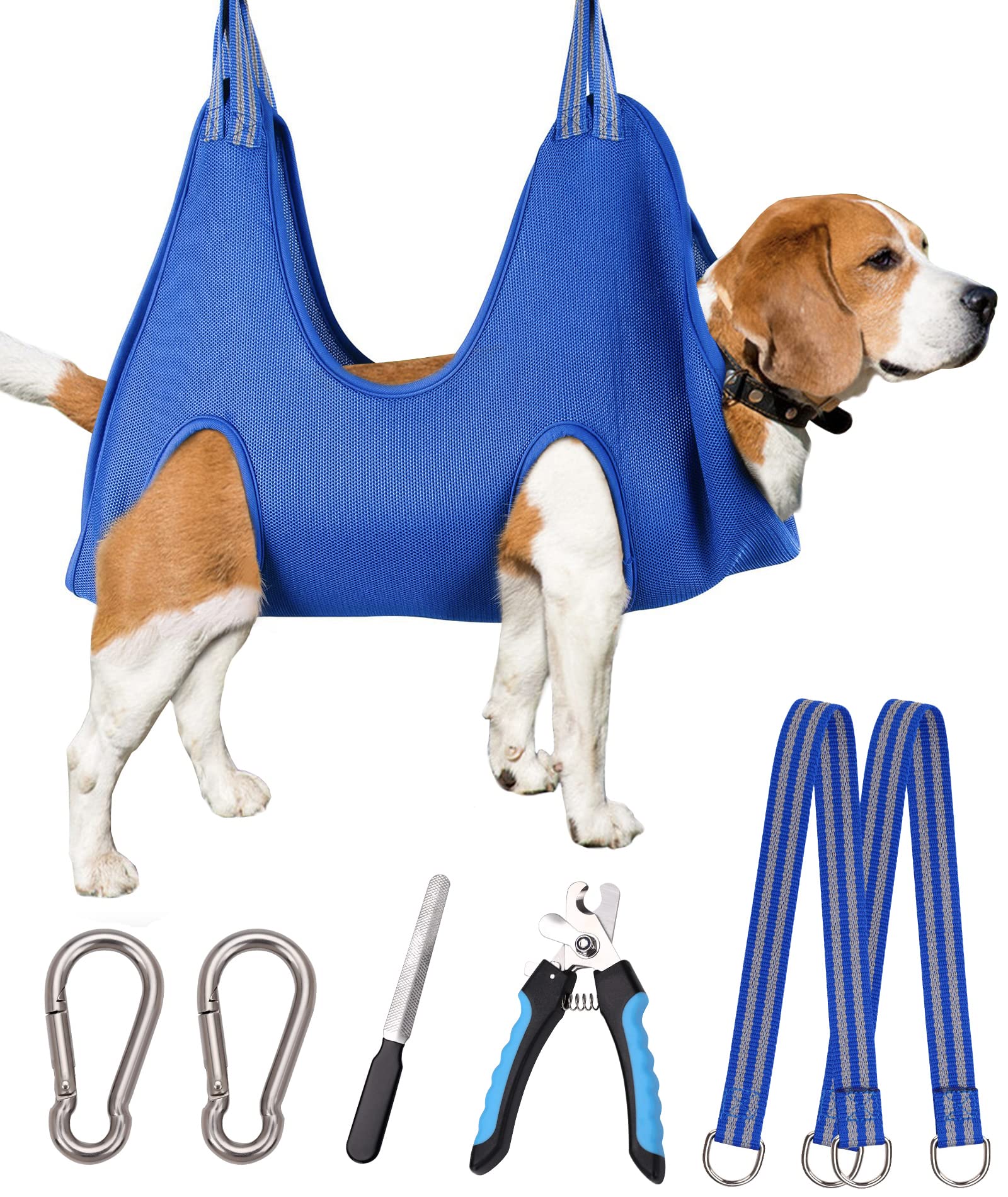 Kkiimatt Pet Dog Grooming Hammock Harness, Dog Nail Hammock Hanger Restraint Bag With Nail Clipper/Trimmer, Dog Grooming Sling Holder Helper For Nail Trimming/Clipping/Cutting