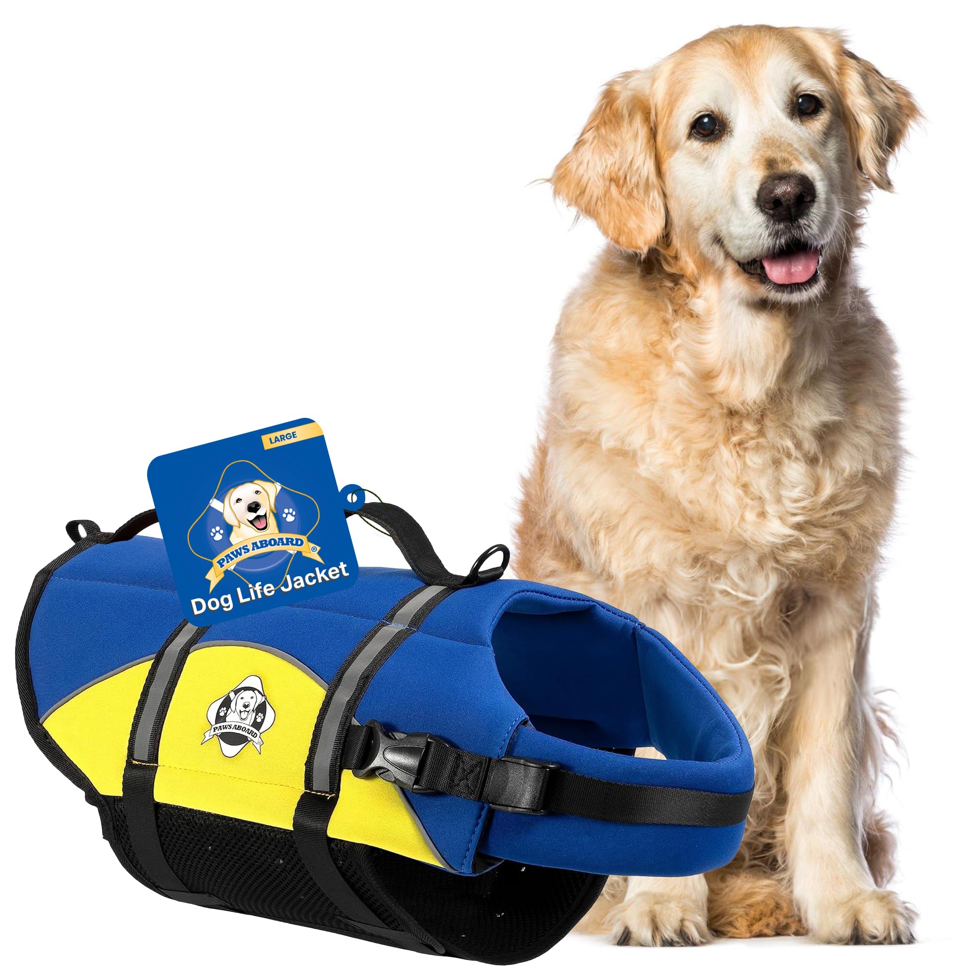 Paws Aboard Dog Life Jacket - Keep Your Canine Safe with a Neoprene Life Vest for Swimming and Boating, Color and Design to Choo