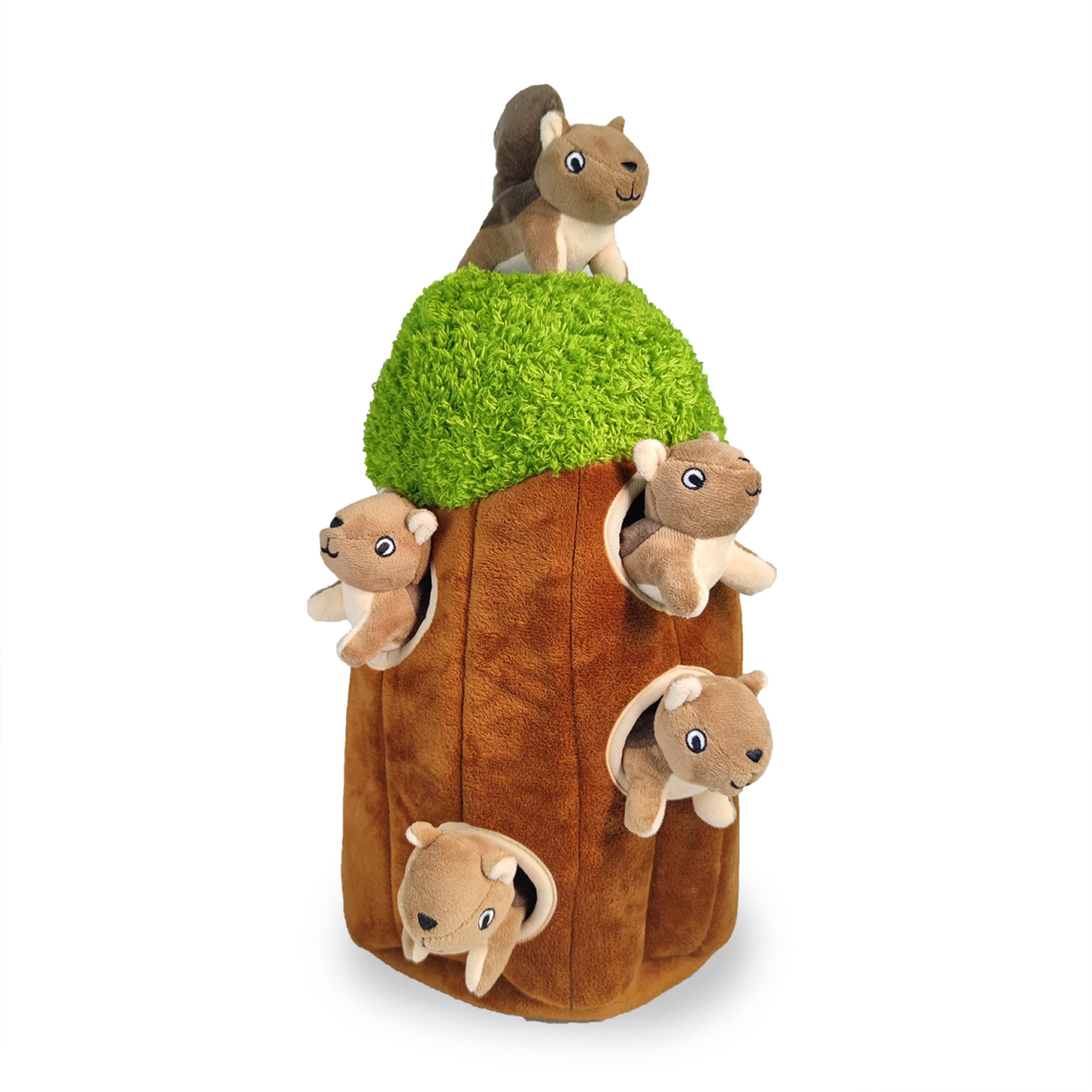 Glow Pups Hide And Seek Toy For Medium Size Dogs, Squirrel Tree Dog Toy, Burrow Dog Toy, Hide And Seek Dog Toy With Squeaker, Multipack Dog Toy (Tree With Squirrels, Large)