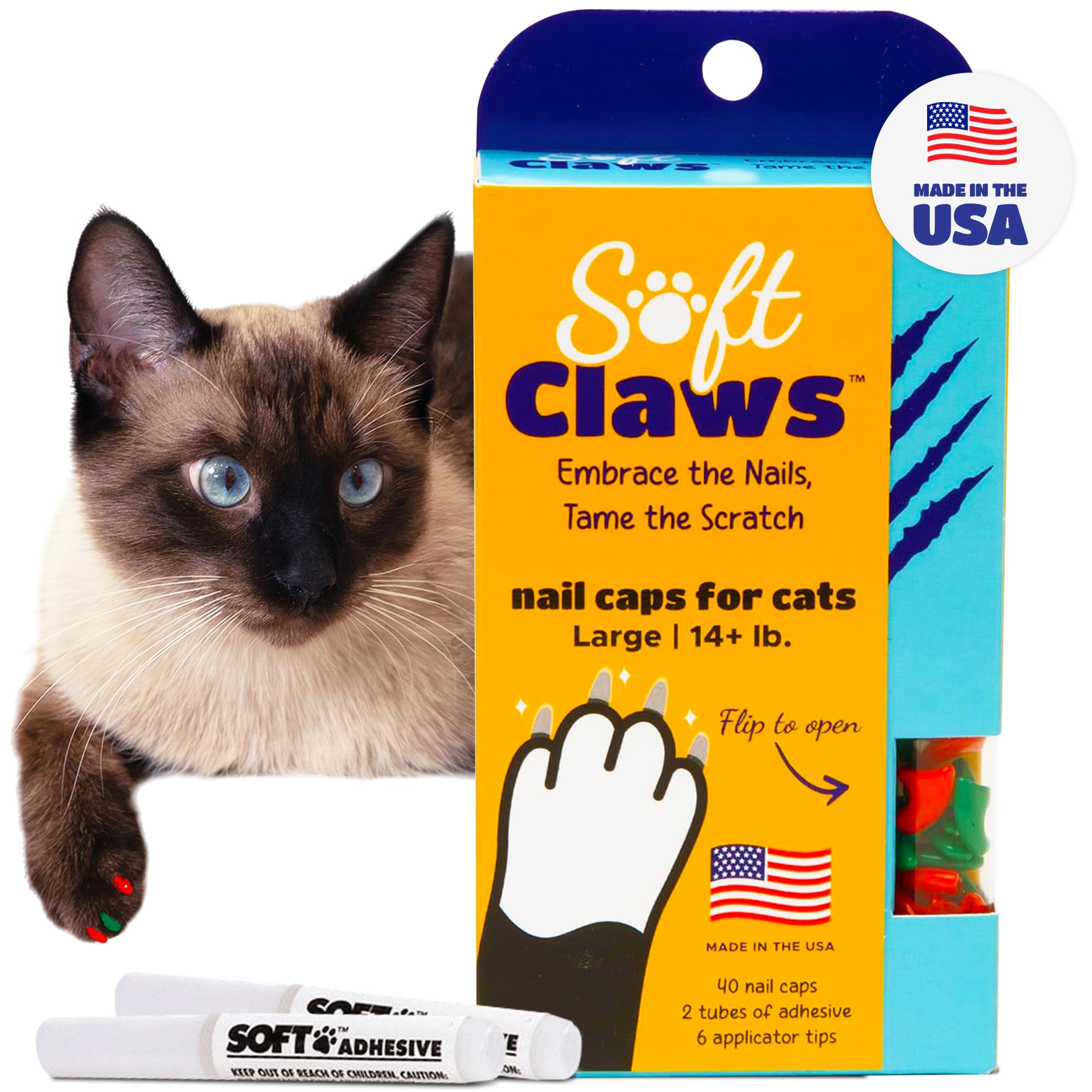 Soft Claws Safe Scratch-Free Solution For Cats - Cls (Cleat Lock System), Size: Large, Color: Holiday (Red & Green)