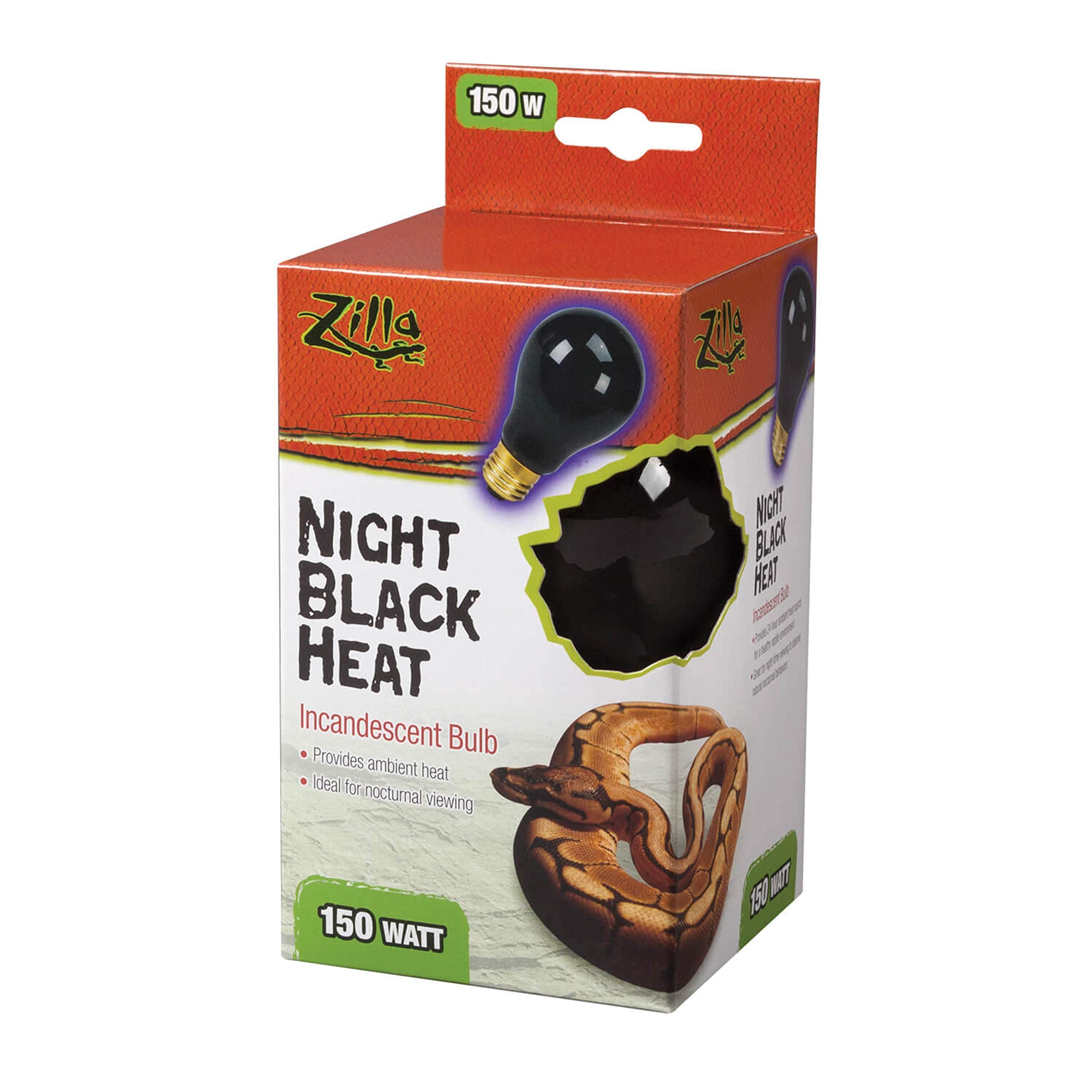 Zilla Reptile Terrarium Incandescent Heat Bulb, Night Black, 150 Watts