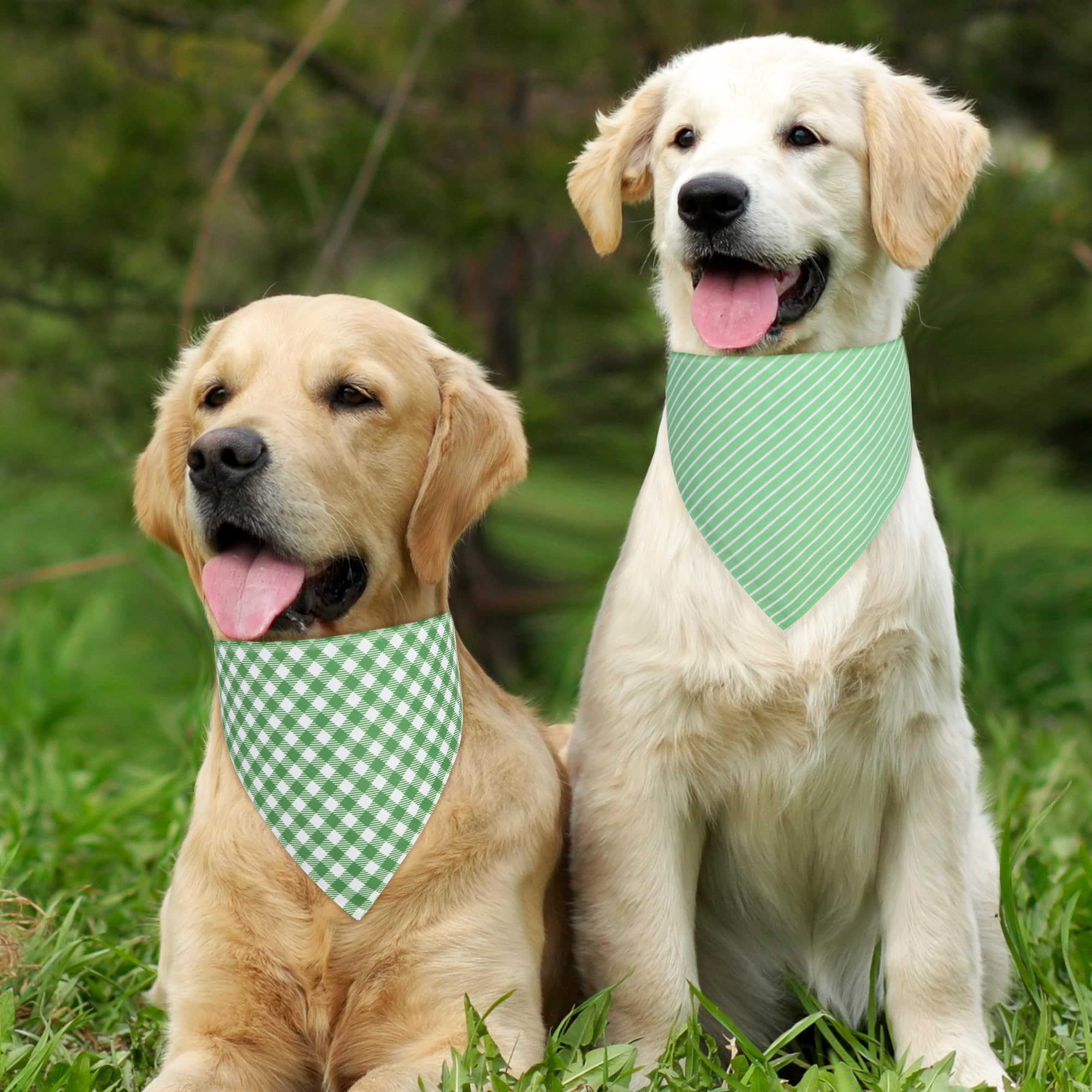 Ququle Dog Bandana Green Small 1Pcs, Summer Spring Scarf For Boy And Girl, Durable Triangle Reversible Bibs Handkerchief For Pup