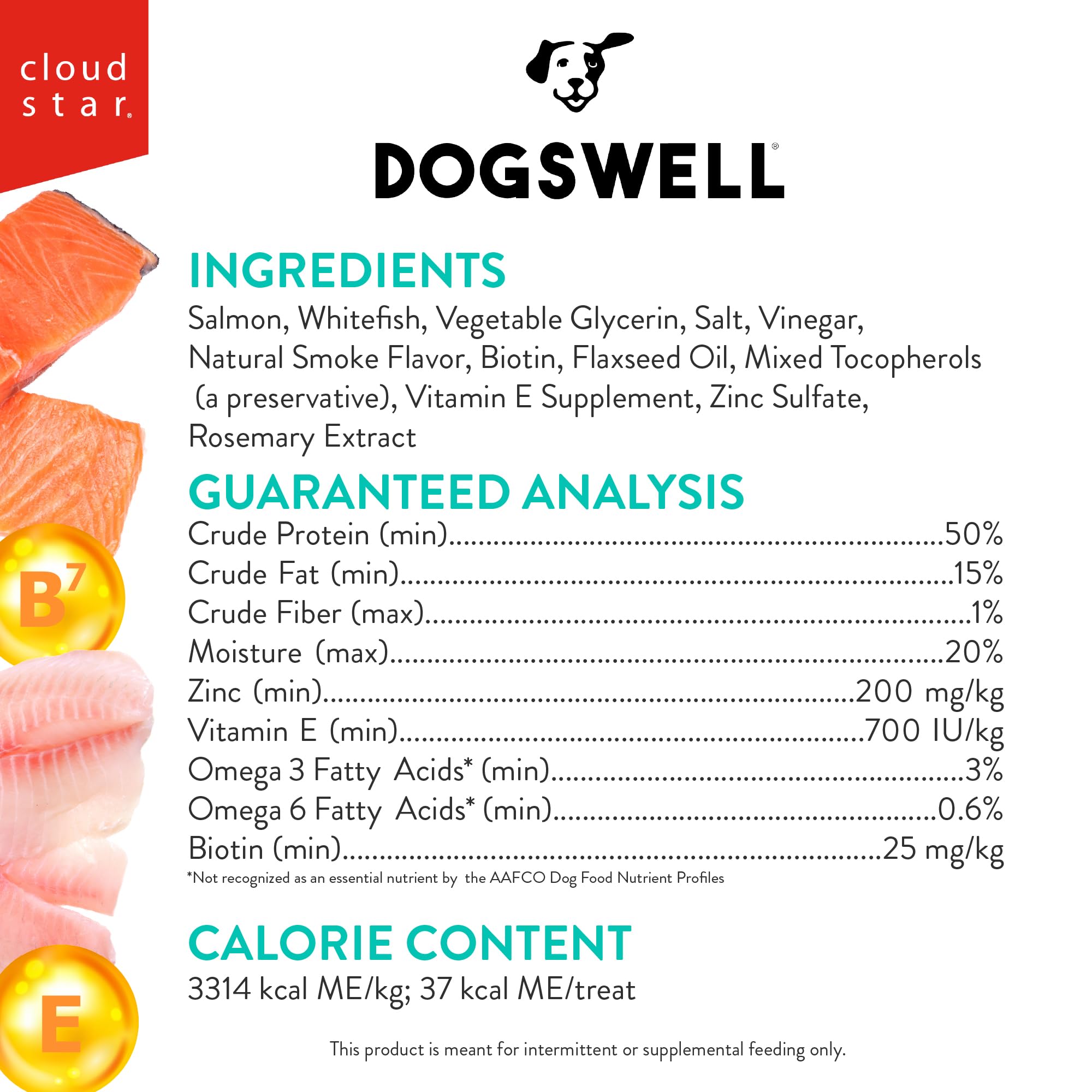DOGSWELL Jerky Treats for Dogs, Skin and Coat Salmon Recipe 18 oz., 29235