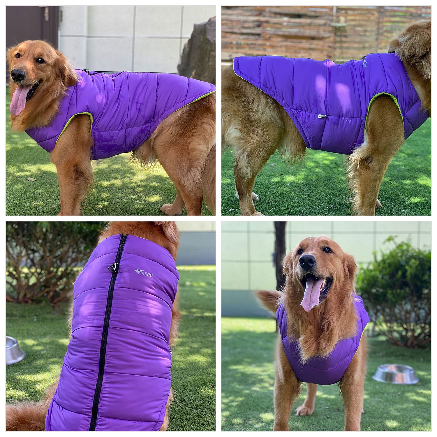 Dog Winter Jacket, Waterproof Windproof Dog Winter Vest Super Warm Polar Fleece Dog Winter Clothes With Smooth Zipper Closure For Small Medium Large Dogs Purple Xl
