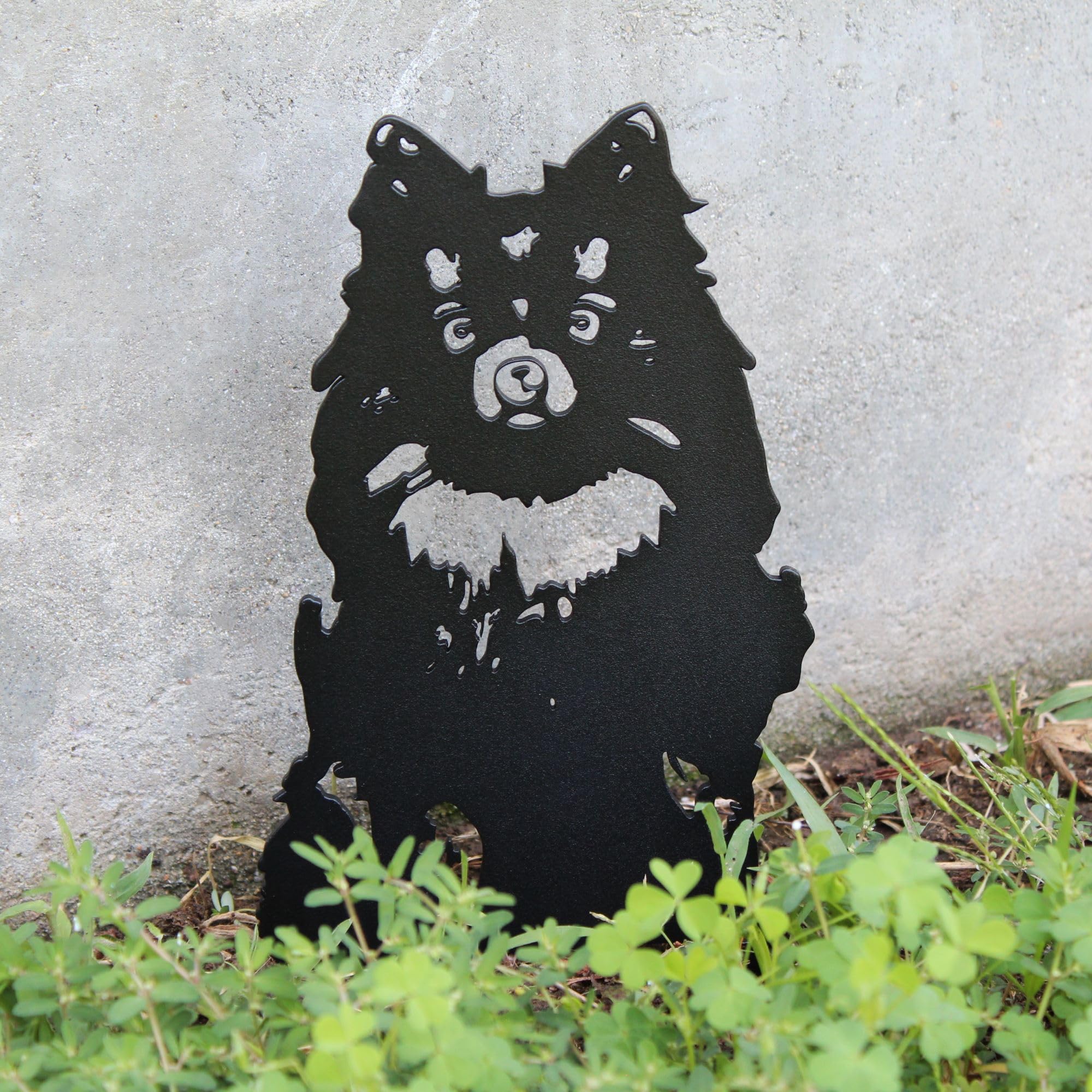 My Metal Rescue Black Powder Coated Metal Pomeranian Dog Silhouette Yard Stake (Small)