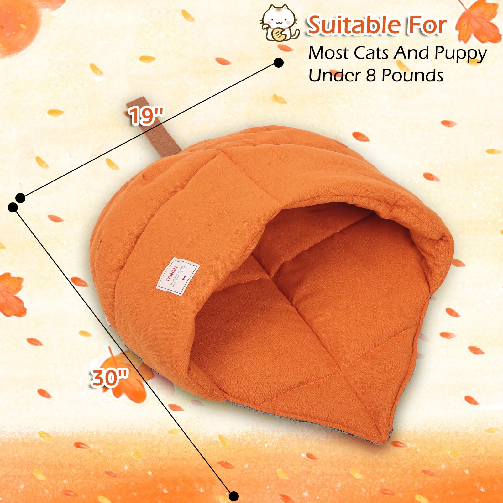 Cat Sleeping Bag,Cozy Cat Bed Cave Leaf Nest,Linen Fabric Pet Cuddle Zone,Covered Hide Warm Burrowing Soft Durable Washable Cat