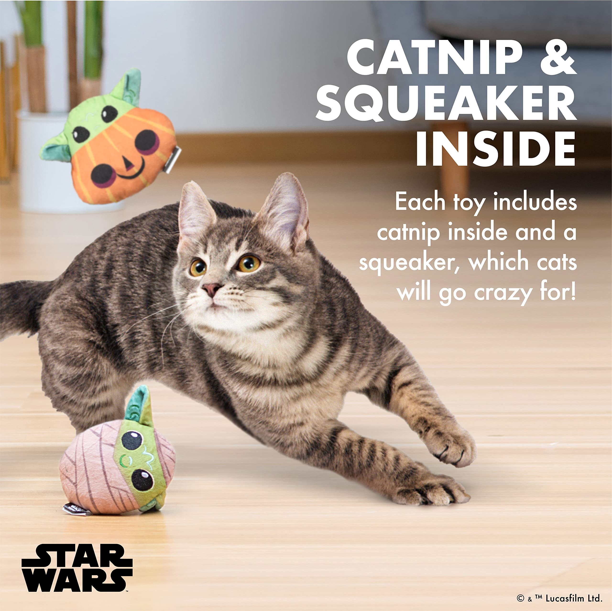 Star Wars For Pets The Mandalorian 4    Halloween Cat Toys 2Pc Grogu Mummy & Grogu Pumpkin With Catnip | For Pets Grogu Catnip C