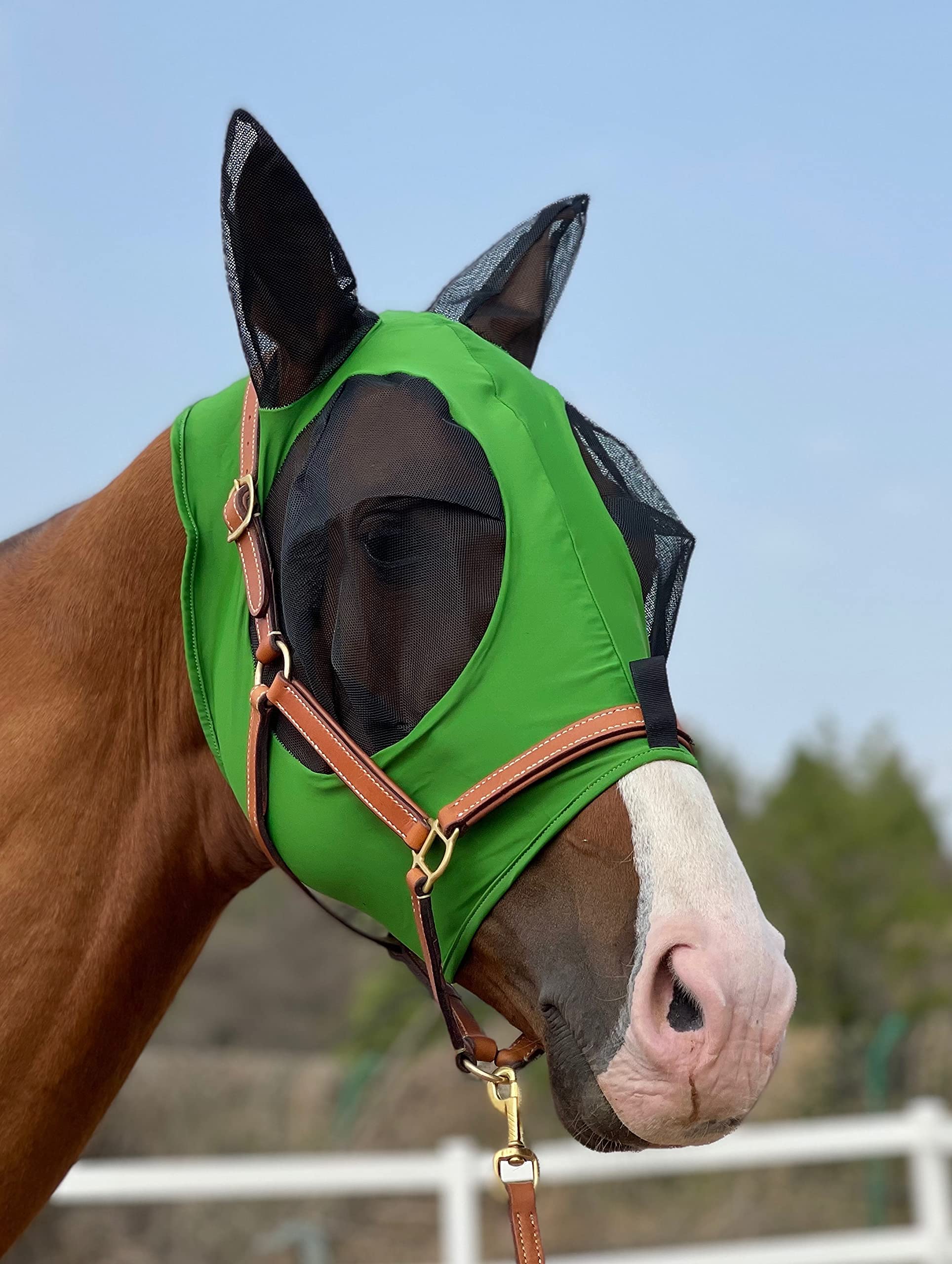 Horse Fly Mask Super Comfort Horse Fly Mask Elasticity Fly Mask with Ears We Only Make Products That Horses Like (Hunter Green,