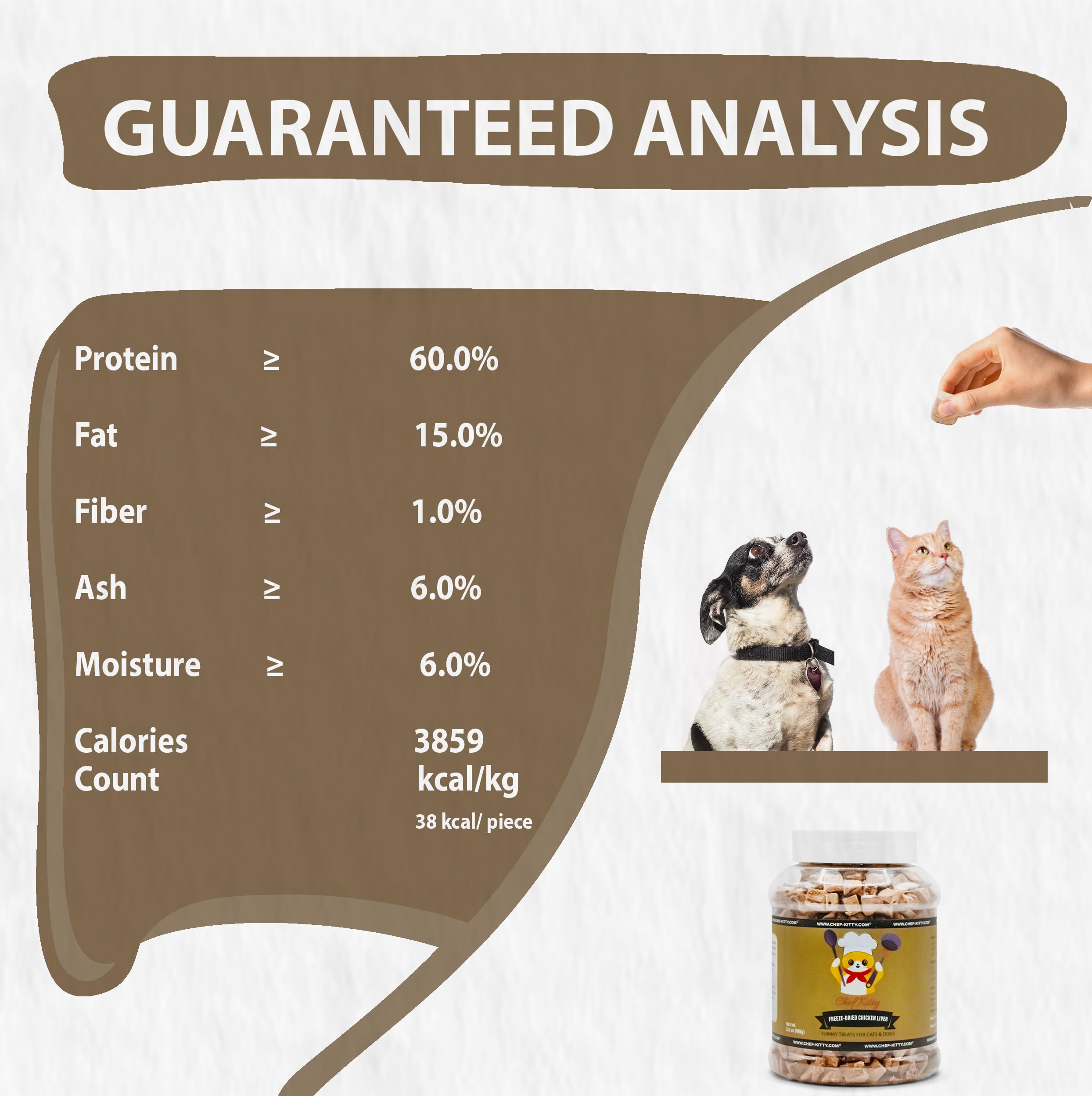 Chef Kitty Freeze-Dried Chicken Liver Treats for Cats & Dogs - 100% Human Grade, Single Ingredient, High-Protein, Healthy Snack