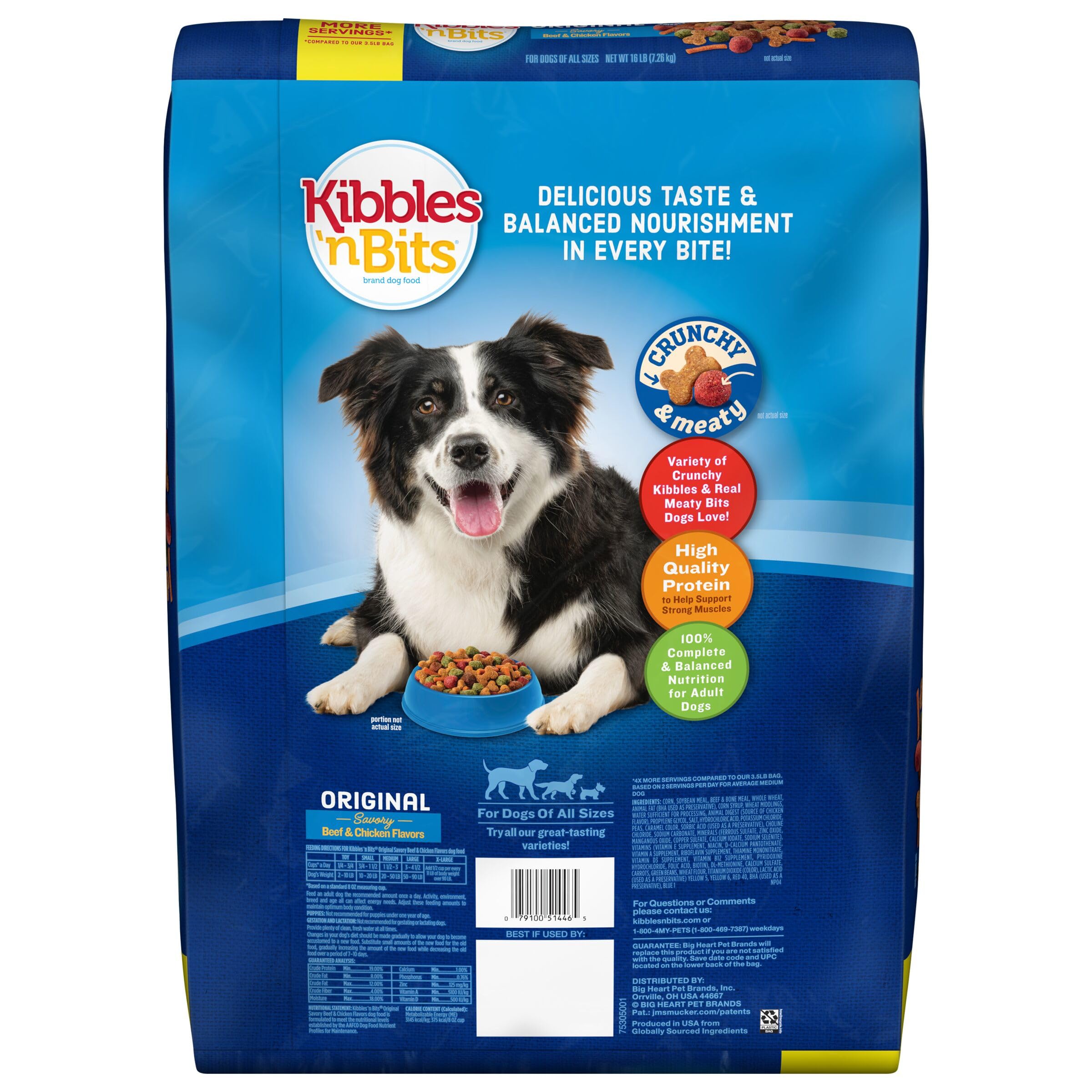 Kibbles n Bits Original Savory Beef & Chicken Flavors Dry Dog Food, 16-Pound