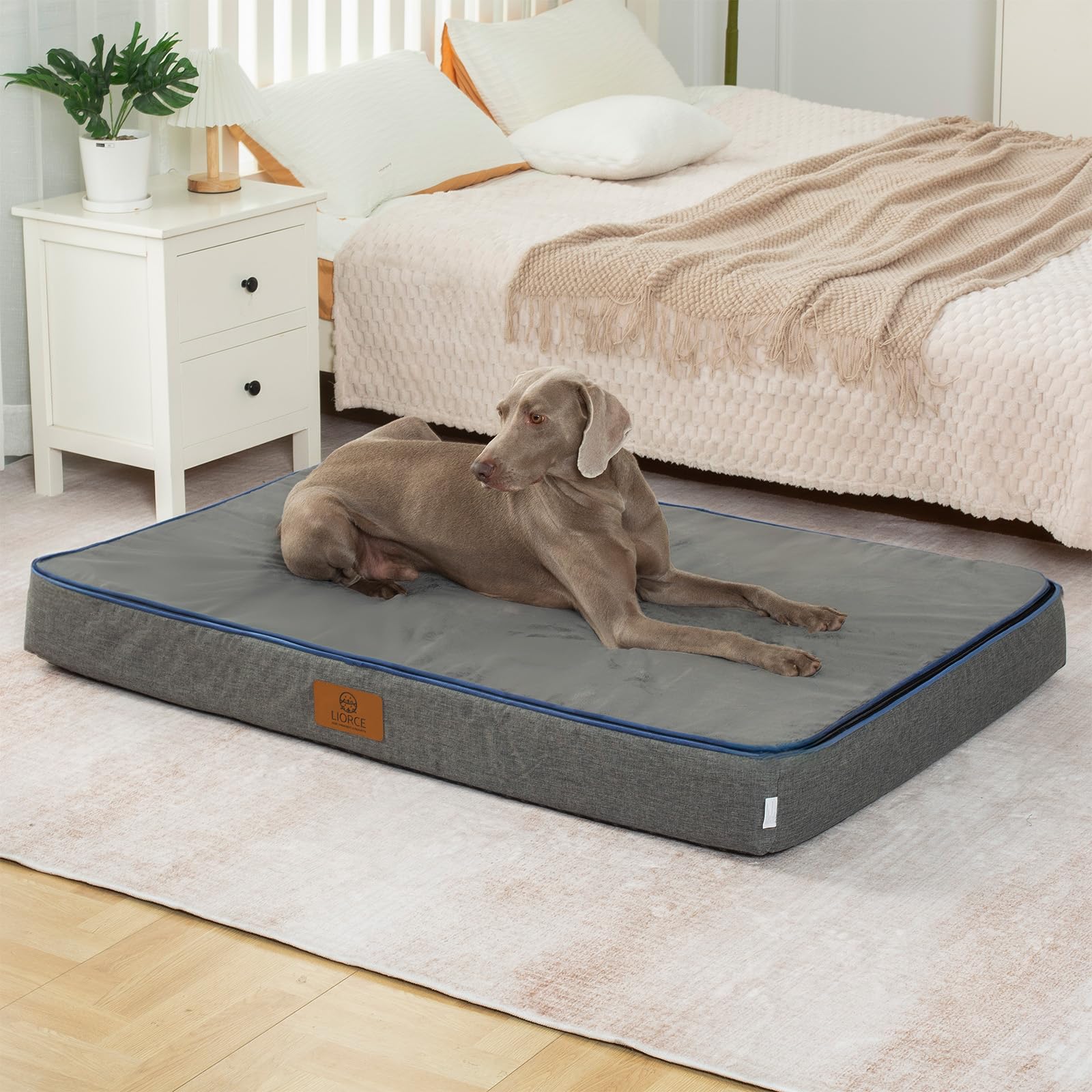 Liorce Orthopedic Memory Foam Giant Dog Bed - 6'' Thick Beds For Large Sized Dog - Waterproof Removable Washable Cover & Wrap-Ar