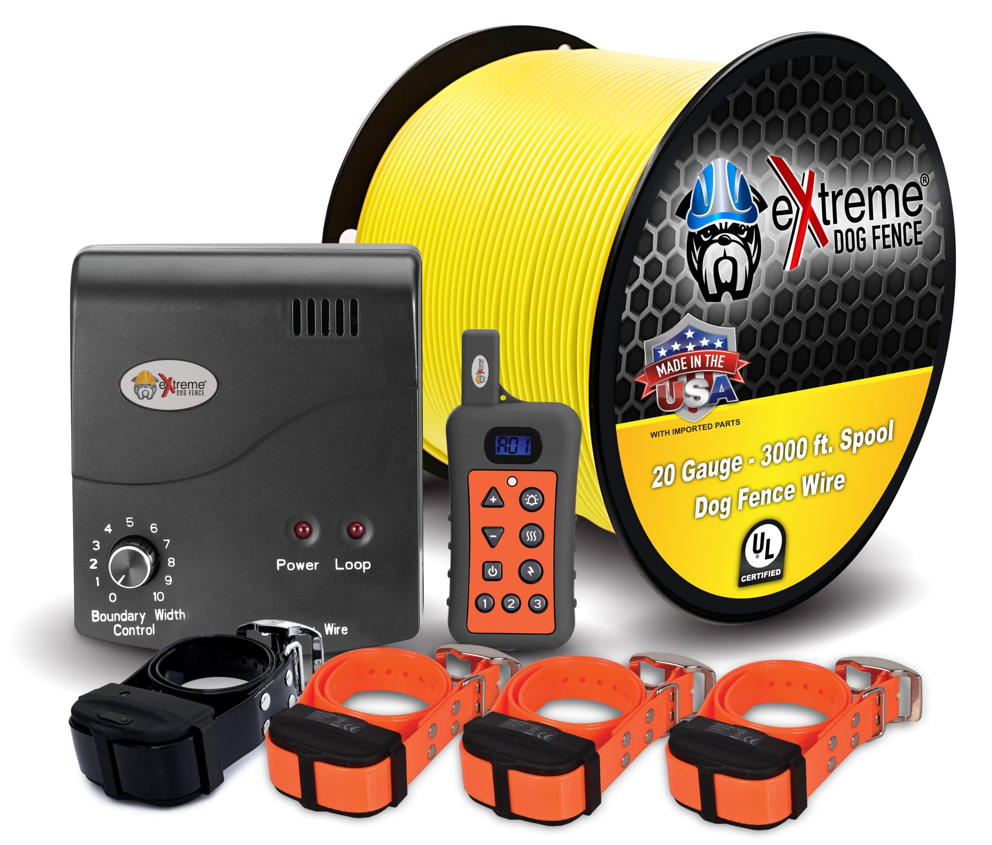 Electric Dog Fence + Remote Trainer - 4 Dog / 500' Of 20 Gauge Underground Dog Fence Wire (Up To 1/3 Acre) - Dual Solution To Co