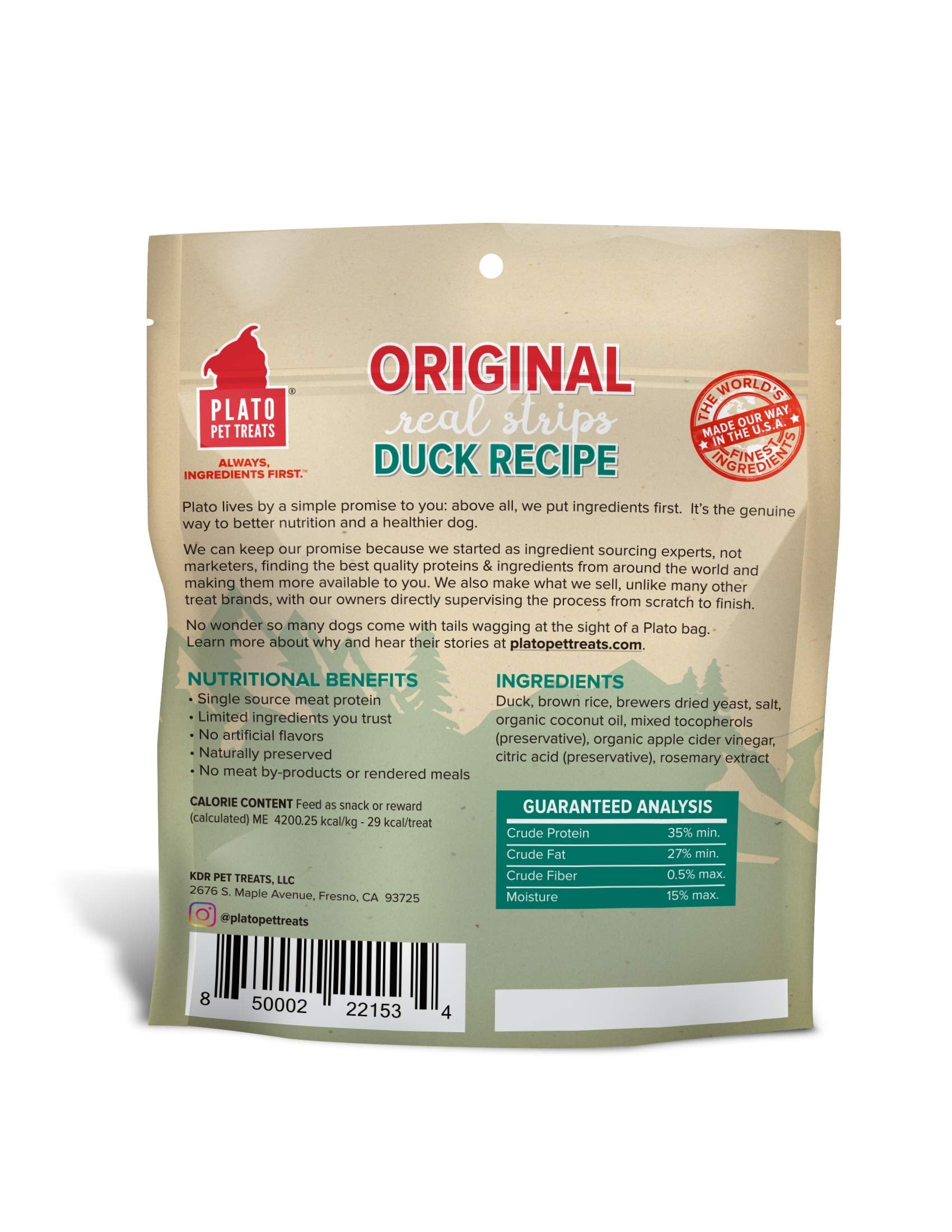 Plato Dog Strips Duck 3Oz