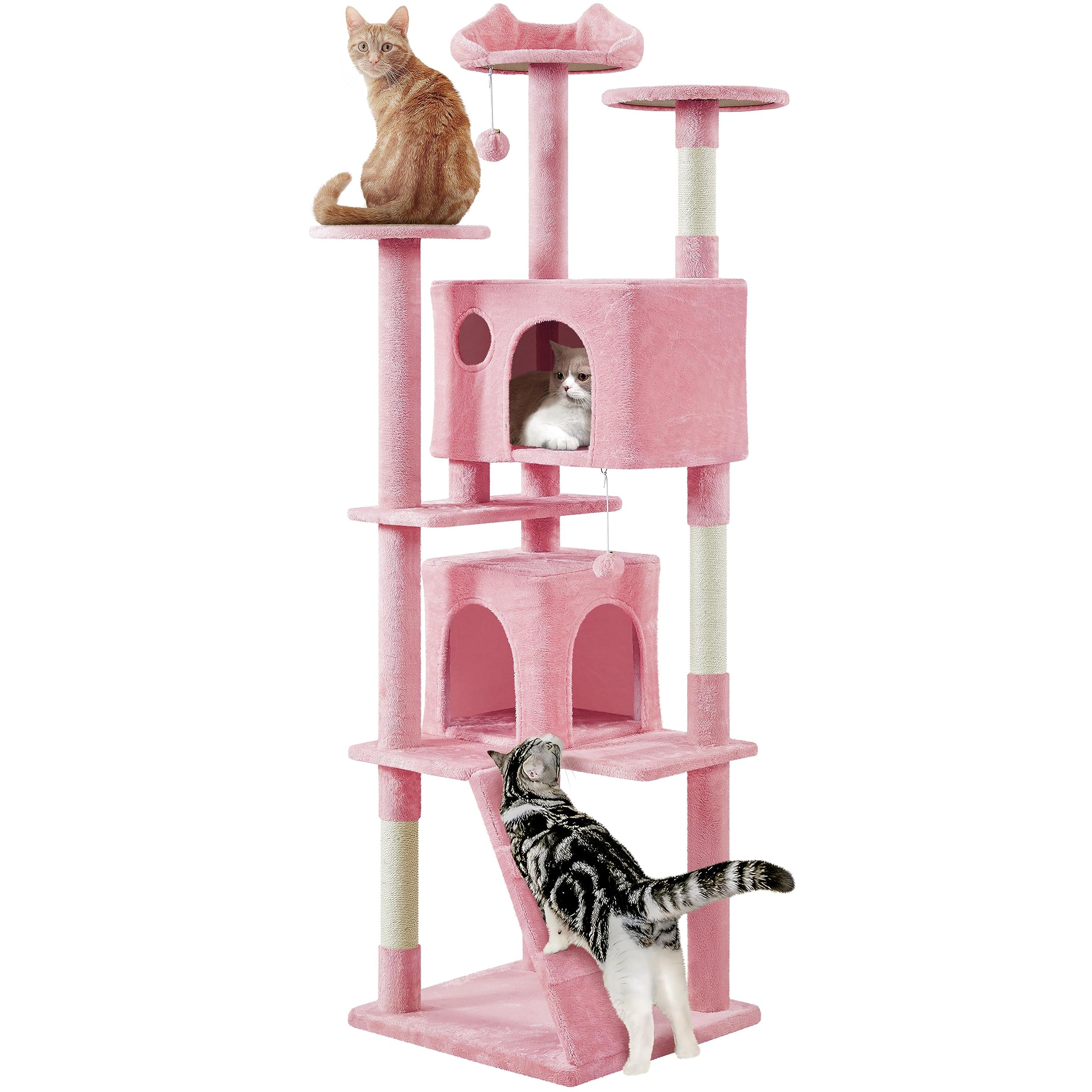 Yaheetech Xl Cat Tree, 80In Multi-Level Tower W/Scratching Posts, Double Cat Condo, Perched Platforms & Dangling Balls, Activity