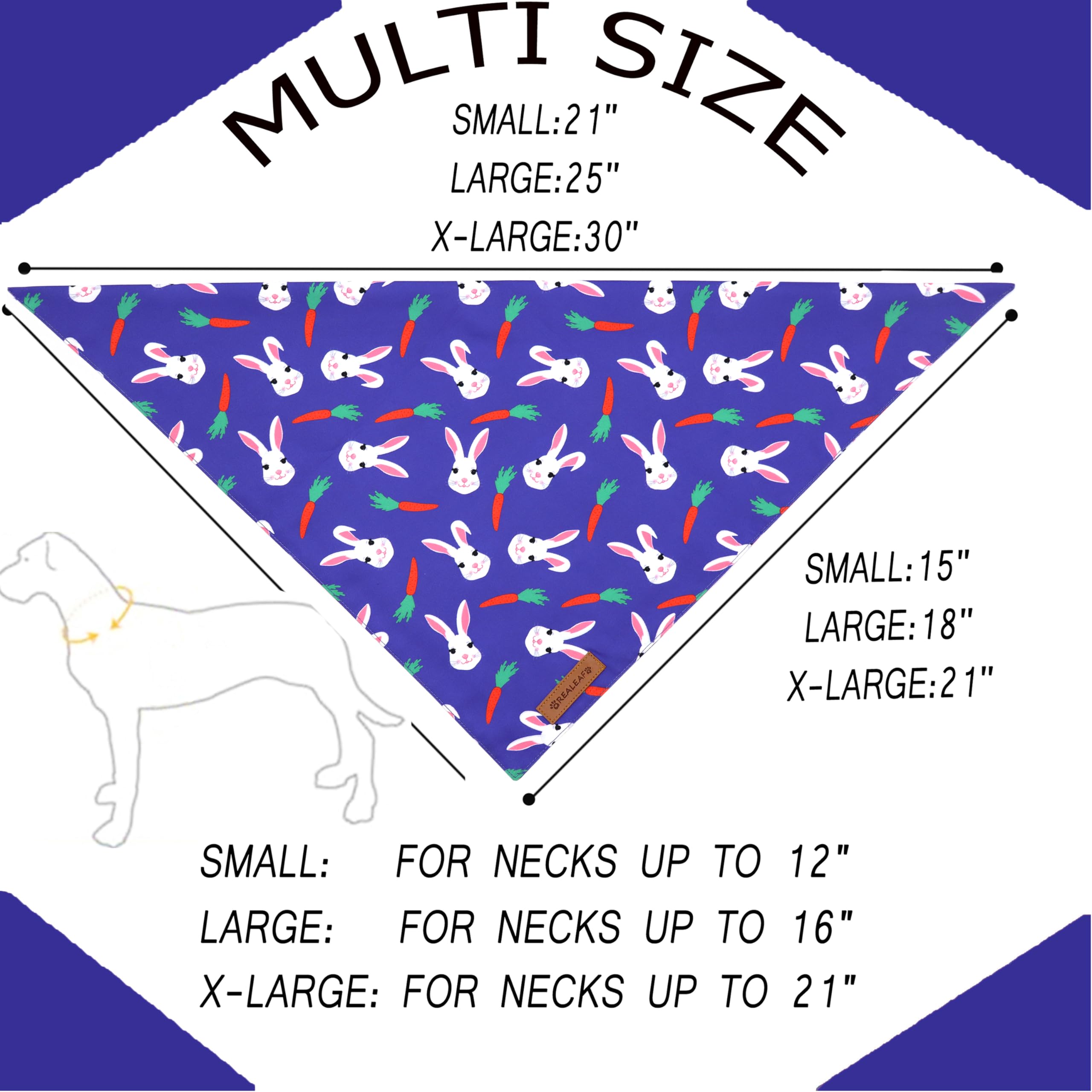 Realeaf Easter Dog Bandanas 2 Pack, Triangle Reversible Pet Scarf For Boy And Girl, Premium Durable Fabric, Holiday Bandana For