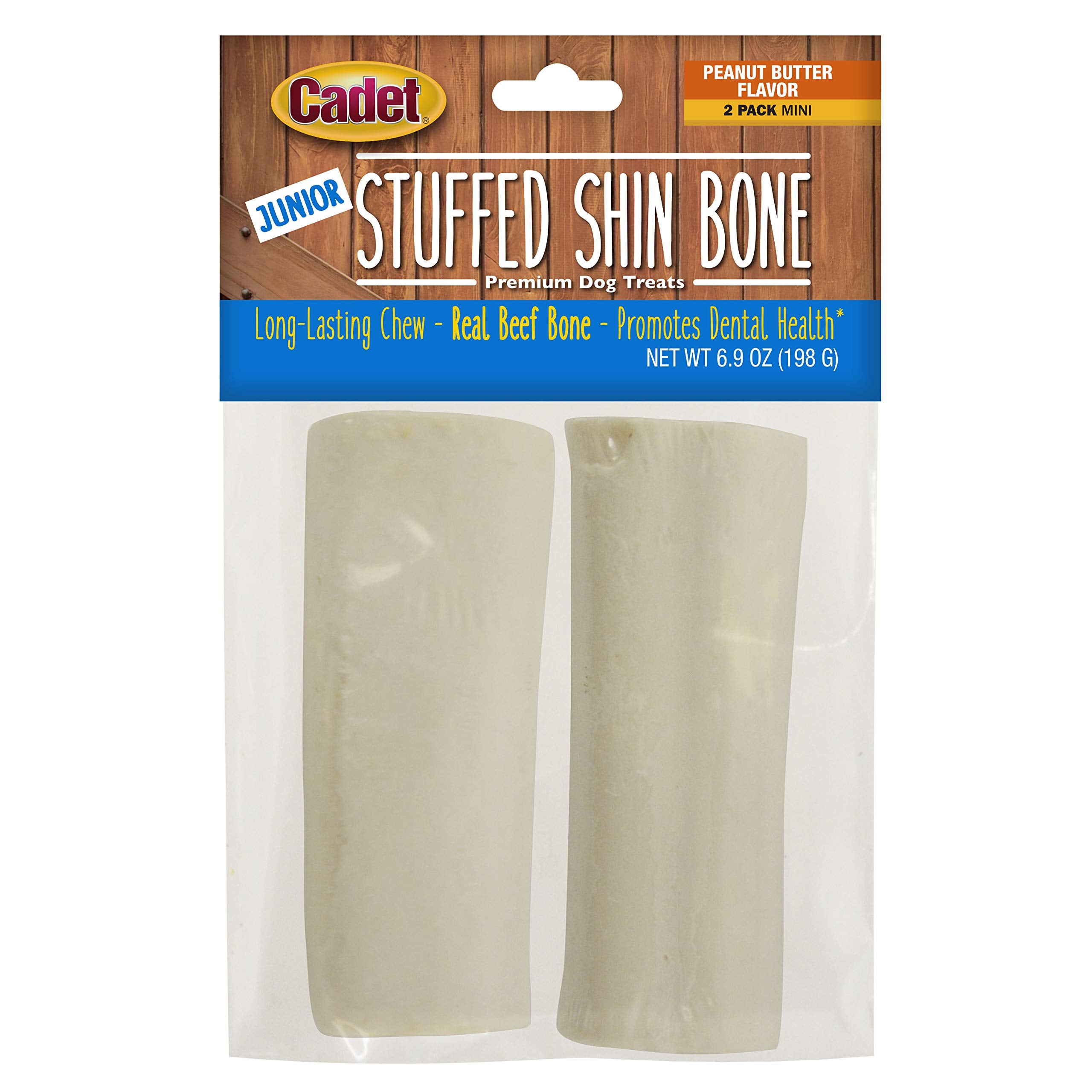 Cadet Junior Stuffed Shin Bones - Highly Digestible, High Protein, Long-Lasting Dog Chew Bone for Aggressive Chewers, Supports D