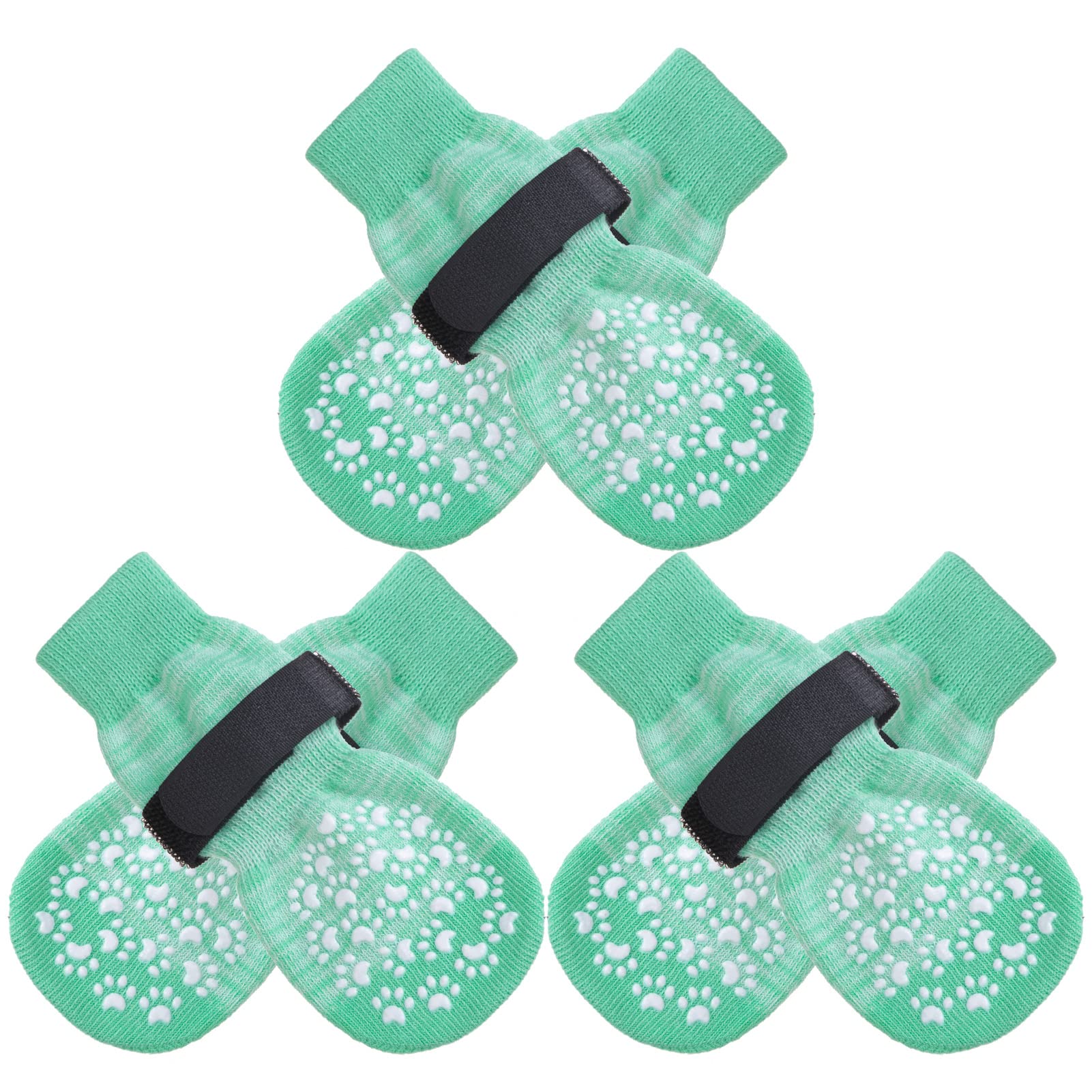 Expawlorer Double Side Anti-Slip Dog Socks With Adjustable Straps-Strong Grips Traction Control For Indoor On Hardwood Floor Wear,Best Paw Protector For Puppy Small Medium Large Dogs,X-Large (6 Count)