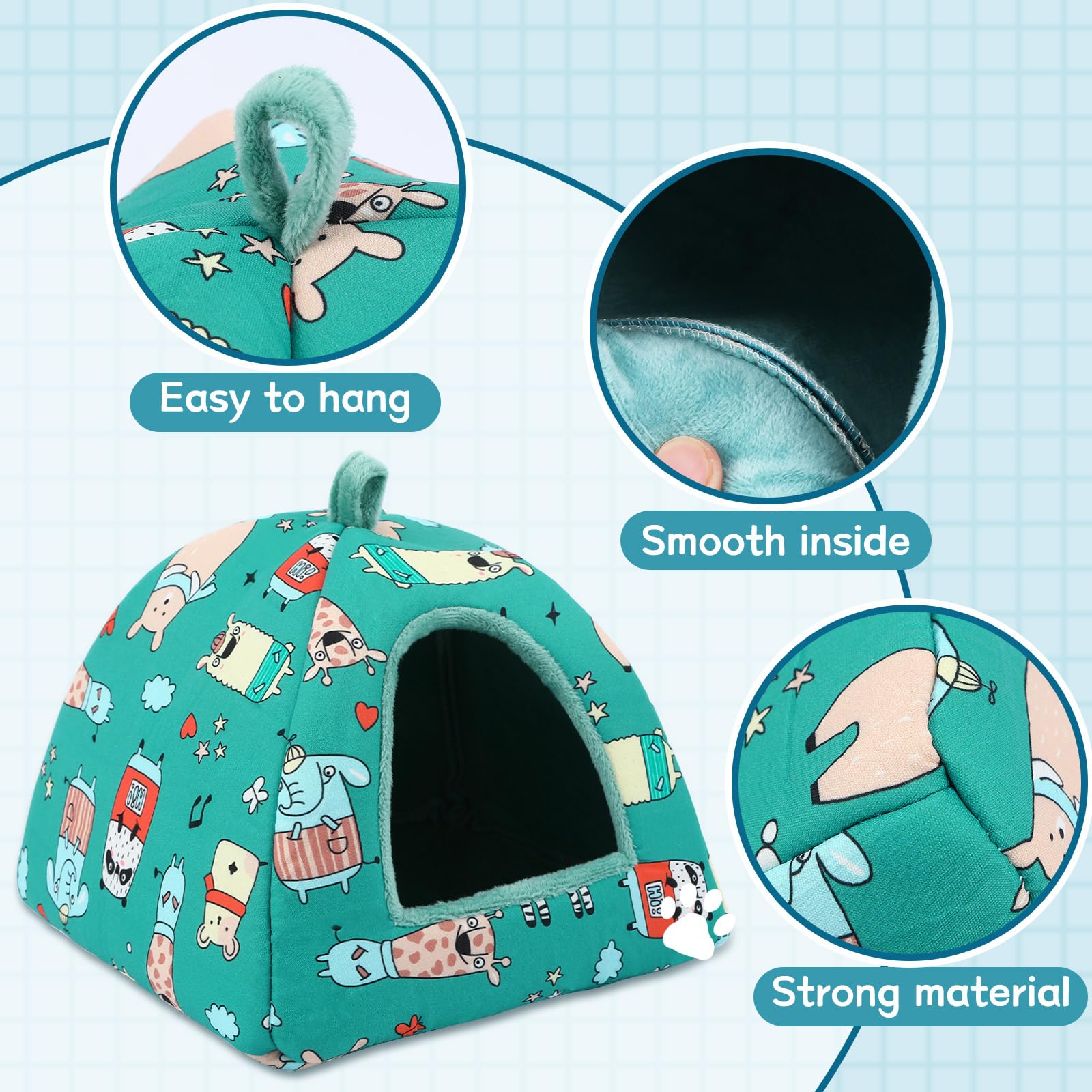 Petknows 2 Pack Guinea Pig Bed, Guinea Pig Hideout Washable Small Animal House Cage Accessories For Dwarf Rabbits Chinchillas Ha
