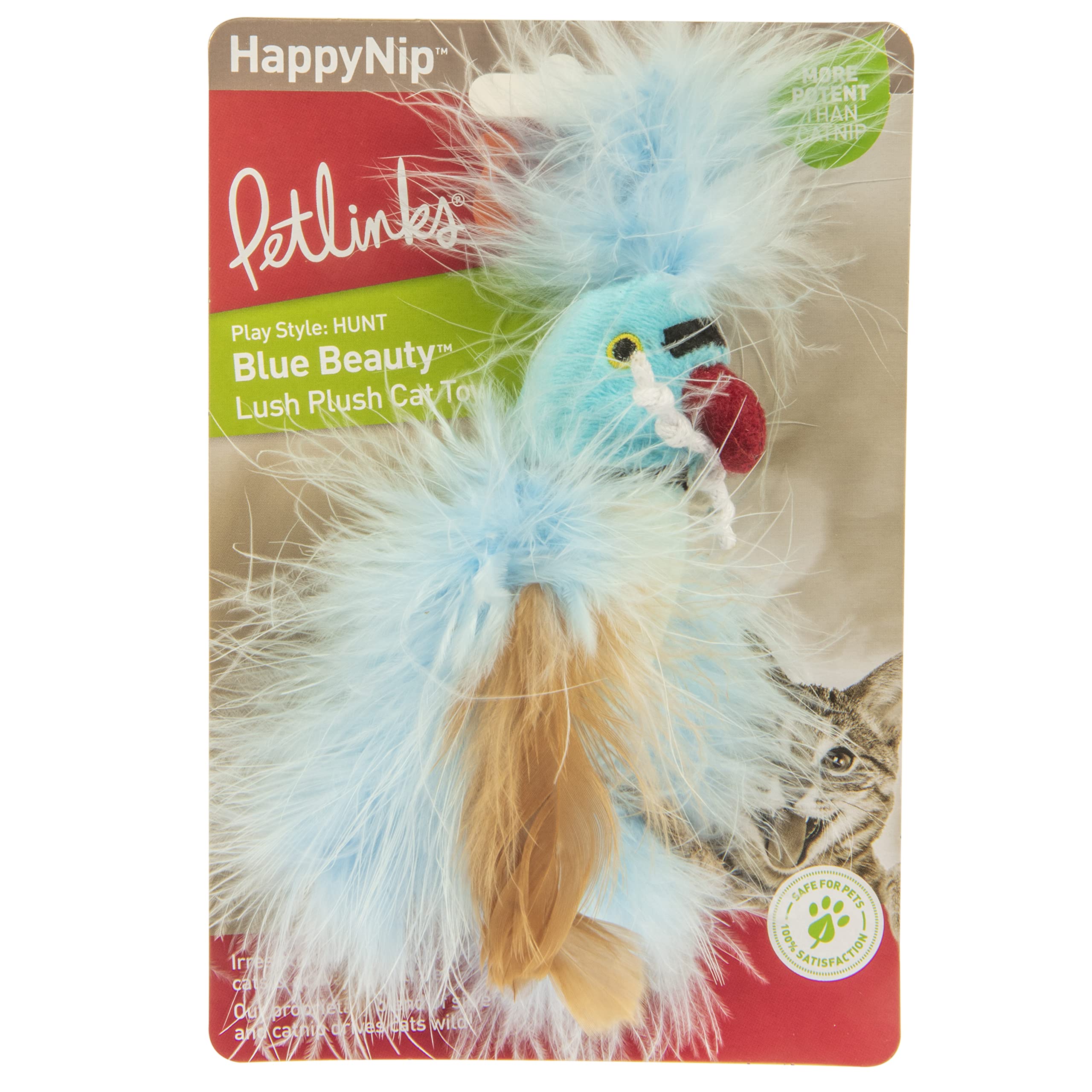 Petlinks Happynip Blue Beauty Plush Cat Toy, Contains Silvervine & Catnip - Blue, One Size