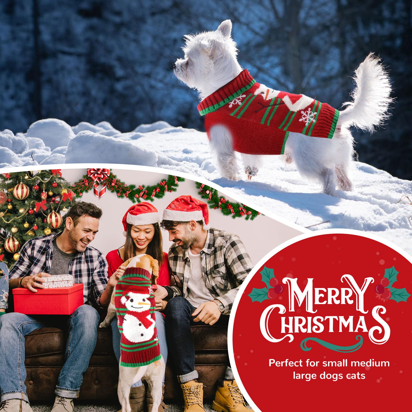 Petcare Dog Christmas Sweater Red Snowman Snowflake Christmas Sweater For Dogs Cats Xmas Costume Pet Holiday New Year Fall Winter Small Medium Large Dogs Christmas Clothes Vest Pullover Outfits,Xxl